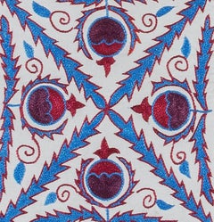 Silk Embroidery Cushion Cover, Uzbek Handmade Suzani Pillowcase