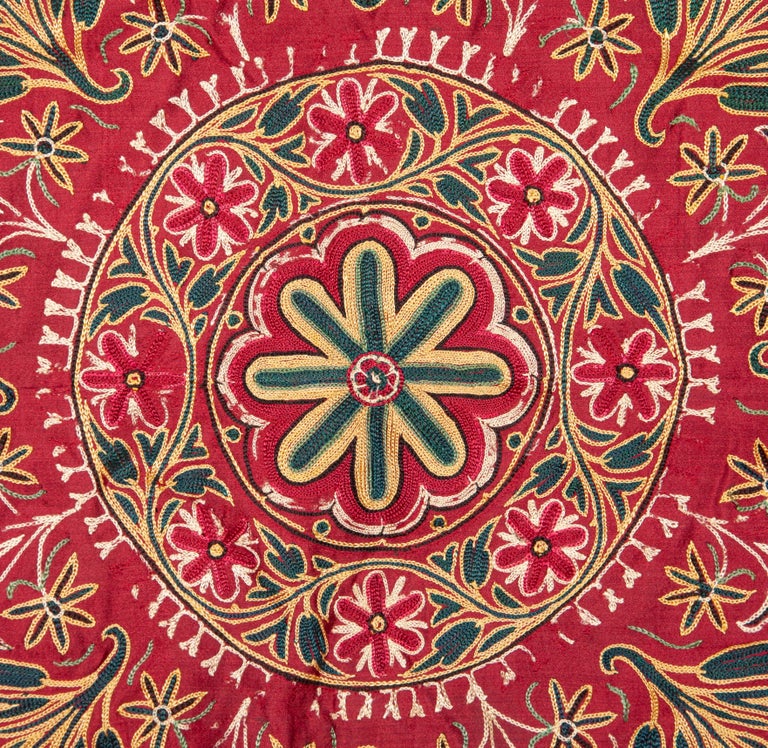 Embroidered Silk Embroidery from Gujarad, India, Late 19th-Early 20th Century For Sale