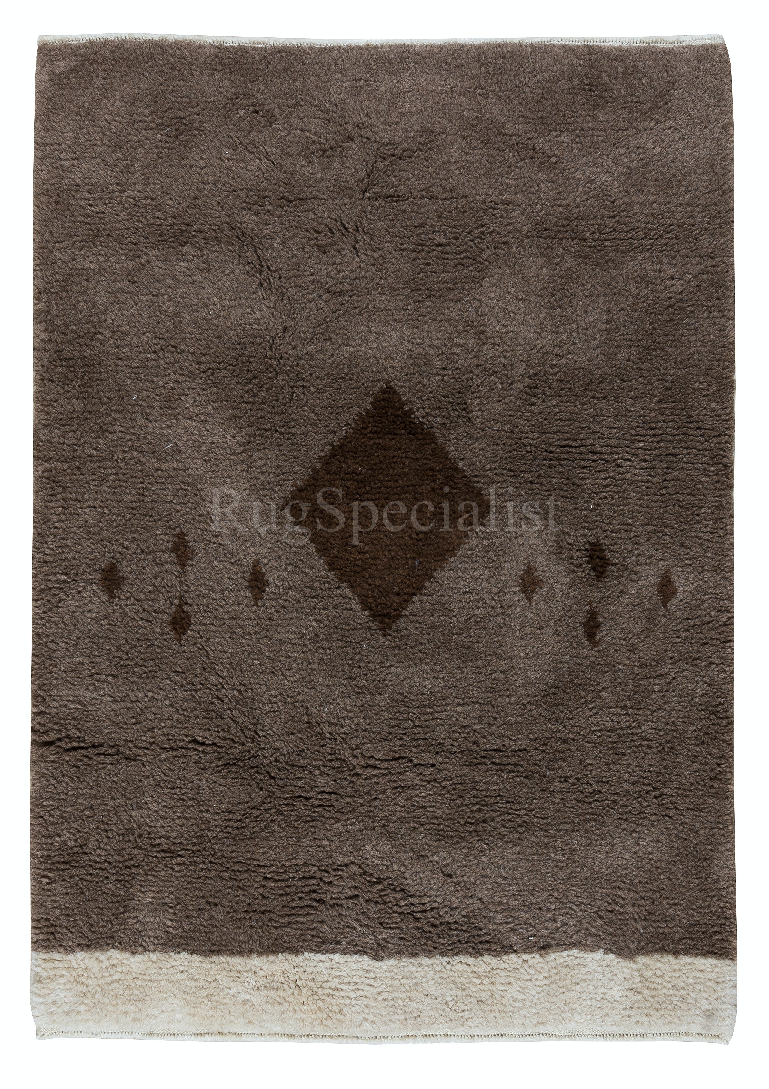 4x6 ft Hand Knotted "Tulu" Rug in Brown and Beige, 100% Natural Un-Dyed Wool For Sale