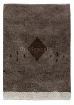 4x6 ft Hand Knotted "Tulu" Rug in Brown and Beige, 100% Natural Un-Dyed Wool