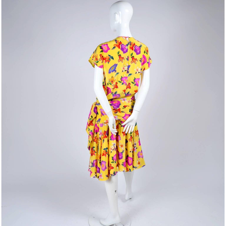 Silk Escada Dress In Yellow Fl Print By Margaretha Ley Size Silk Escada Dress In Yellow Fl Print By Margaretha Ley Size 8 10 For