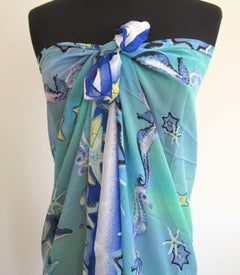 2 Escada Scarf  - Shawl 1980s 53 x 54 New, Scarf unworn 34 in. x 34 in.