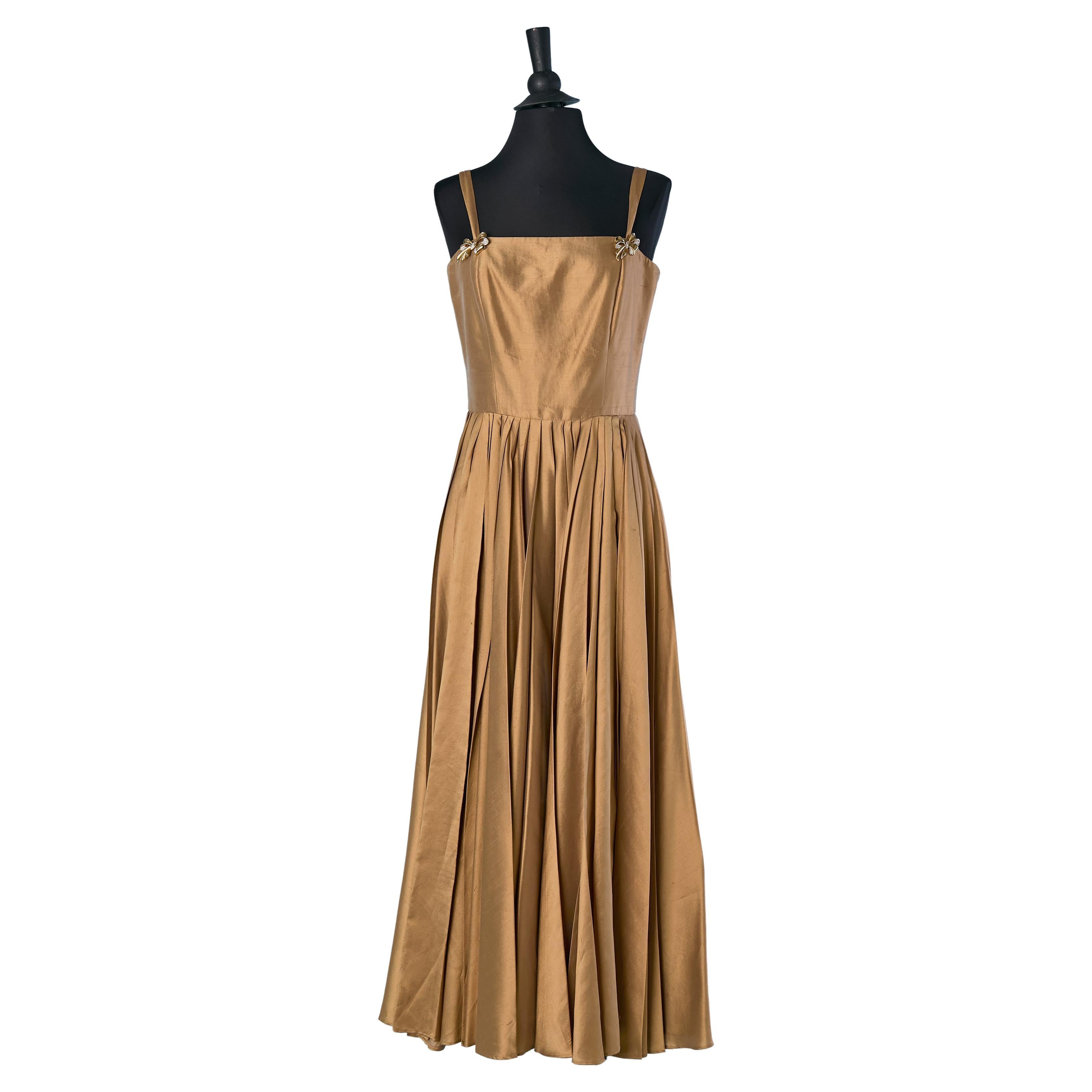 Silk evening dress with brooches ROCHAS For Sale