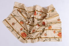 Silk Fabric with Embossed Embroidered Flowers