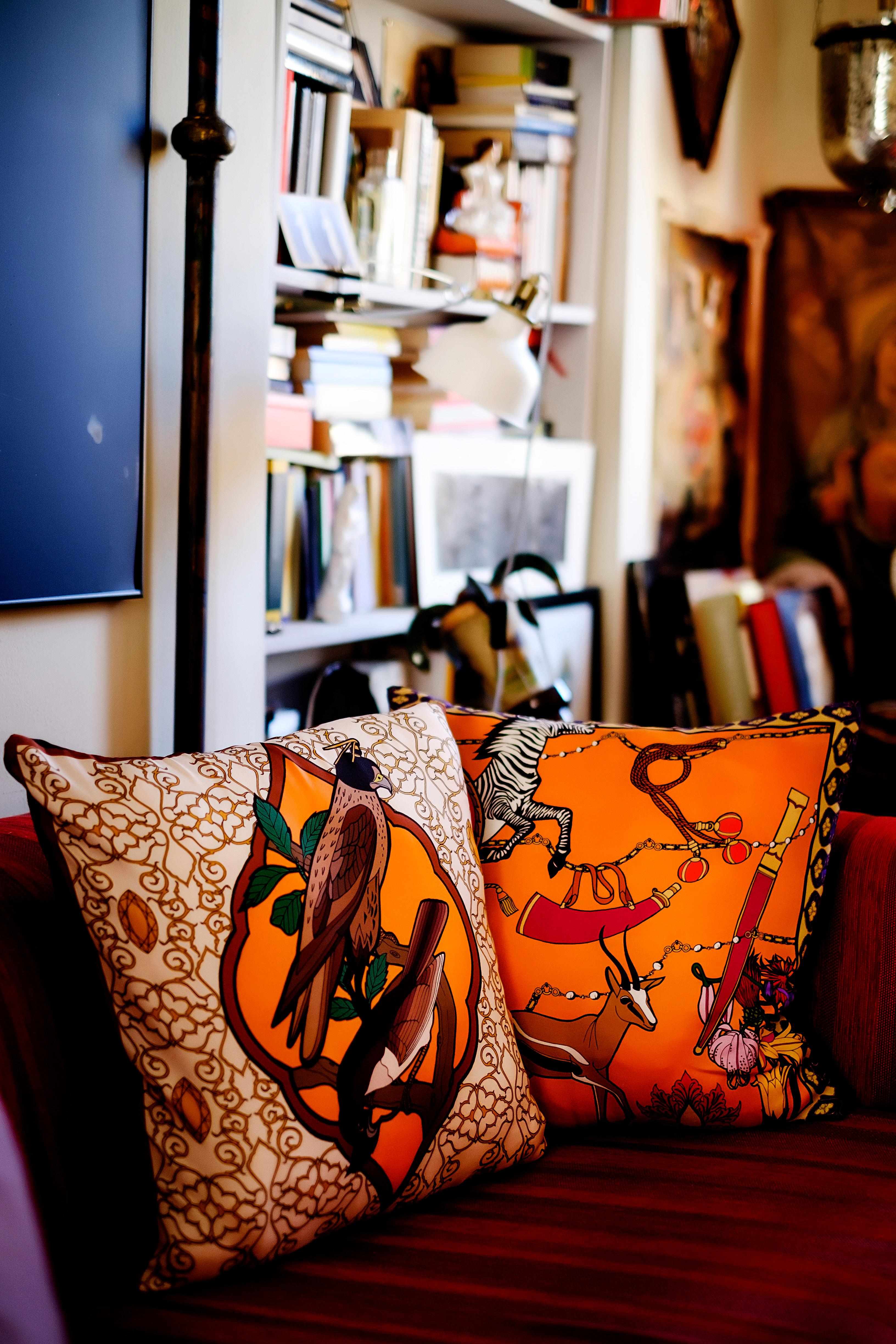Italian Silk Falcon Arabesque Pillow