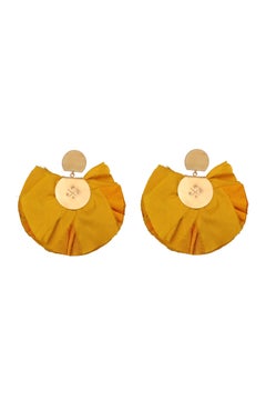 Silk Fan Earrings in Silk, Bronze & 24k Vermeil Gold by Katerina Makriyianni