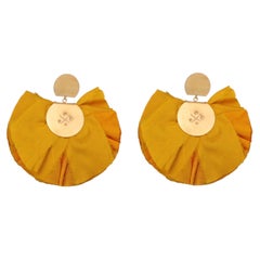 Silk Fan Earrings in Silk, Bronze & 24k Vermeil Gold by Katerina Makriyianni