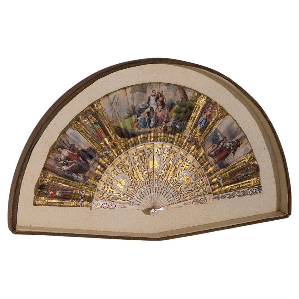 Silk fan in shrine from the late 1800s For Sale