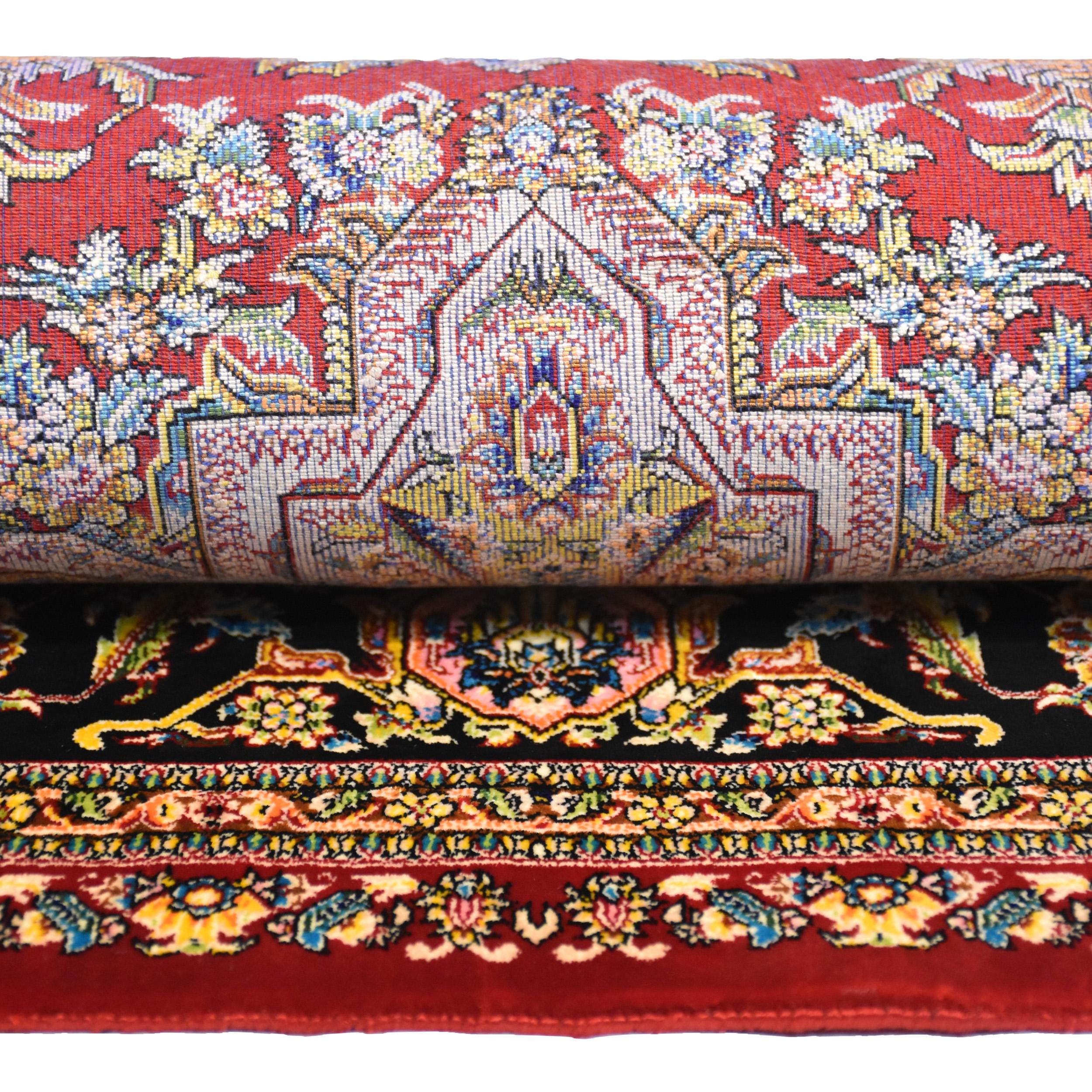 English Modern Persian Silk Carpet in 17th Century Isfahan Medallion Design - in stock For Sale