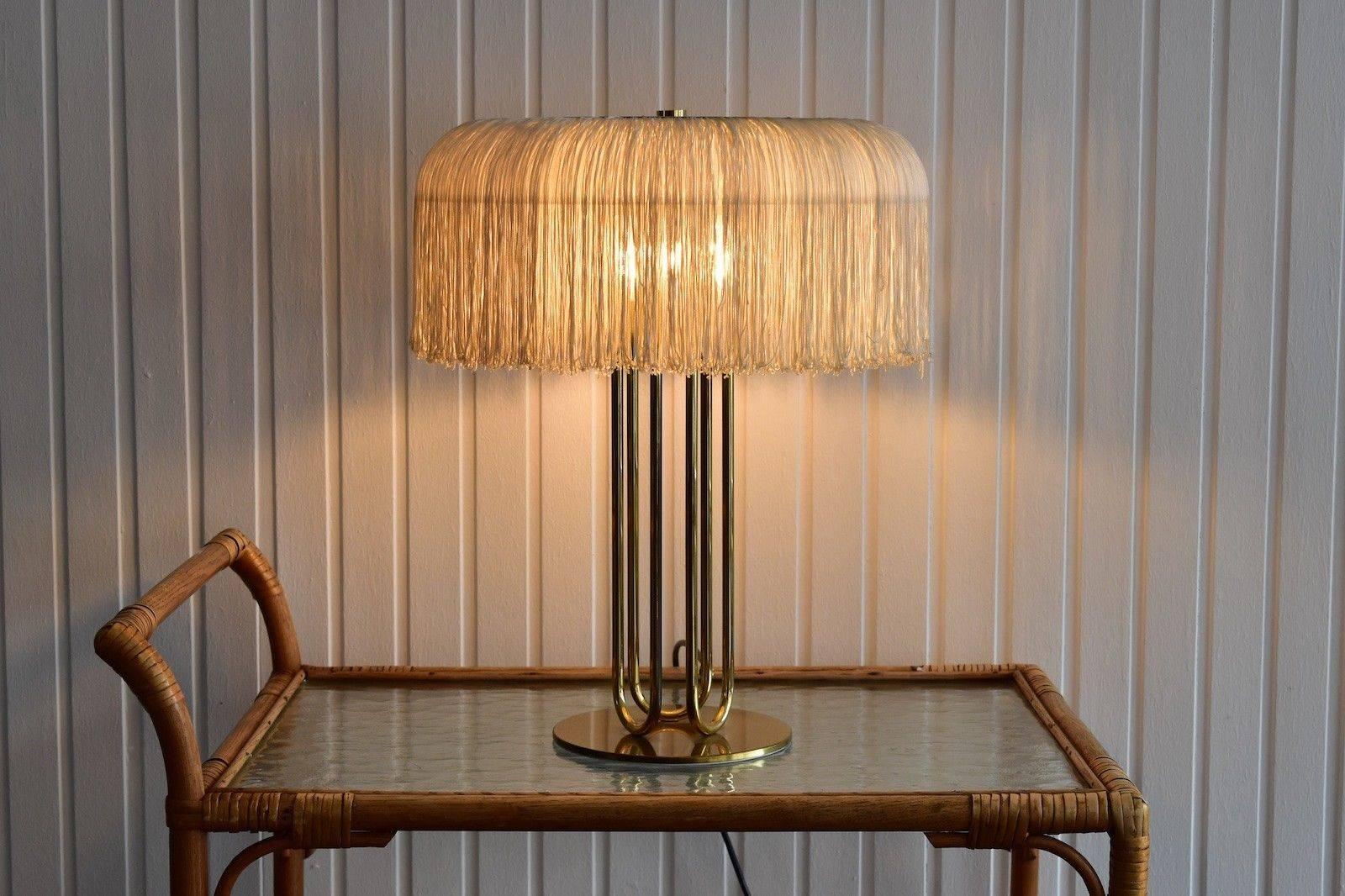 Mid-Century Modern Silk Fringe Table Lamp Hans-Agne Jakobsson Attributed