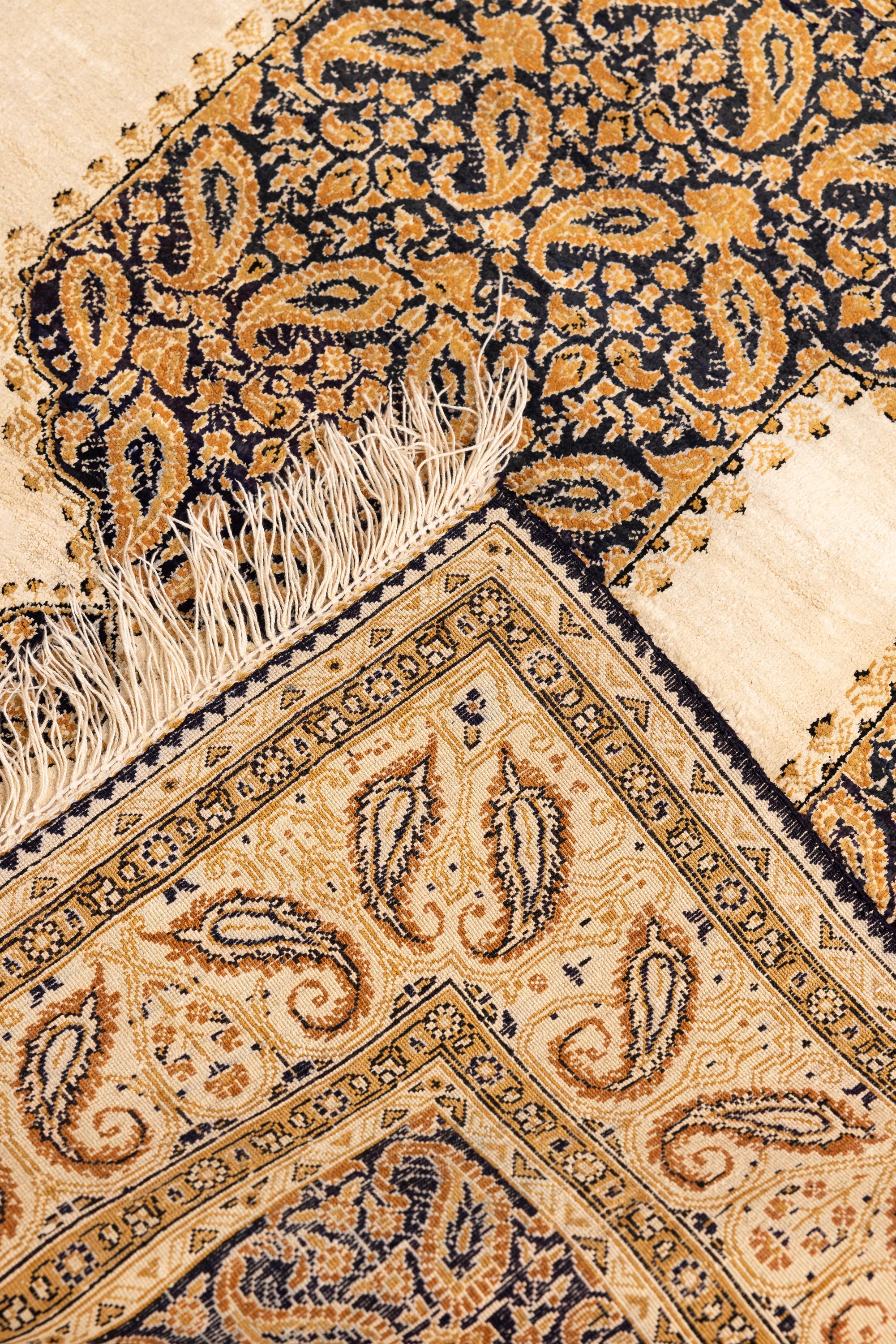 Hand-Knotted Silk Ghom Rug For Sale