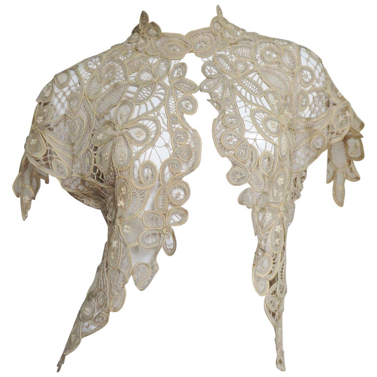 Vintage Lace Jacket 1930s Tea Dyed Floral Lace Sheer Jacket 