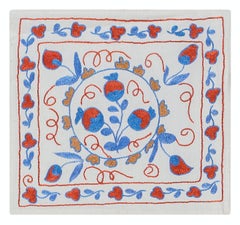 Silk Hand Embroidered Suzani Fabric Uzbek Lace Pillow, Decorative Sham