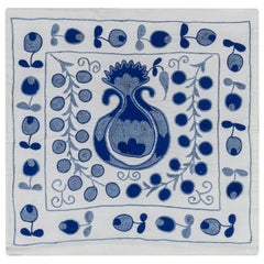 Silk Hand Embroidery Cushion Cover, Decorative Suzani Lace Pillow Cover