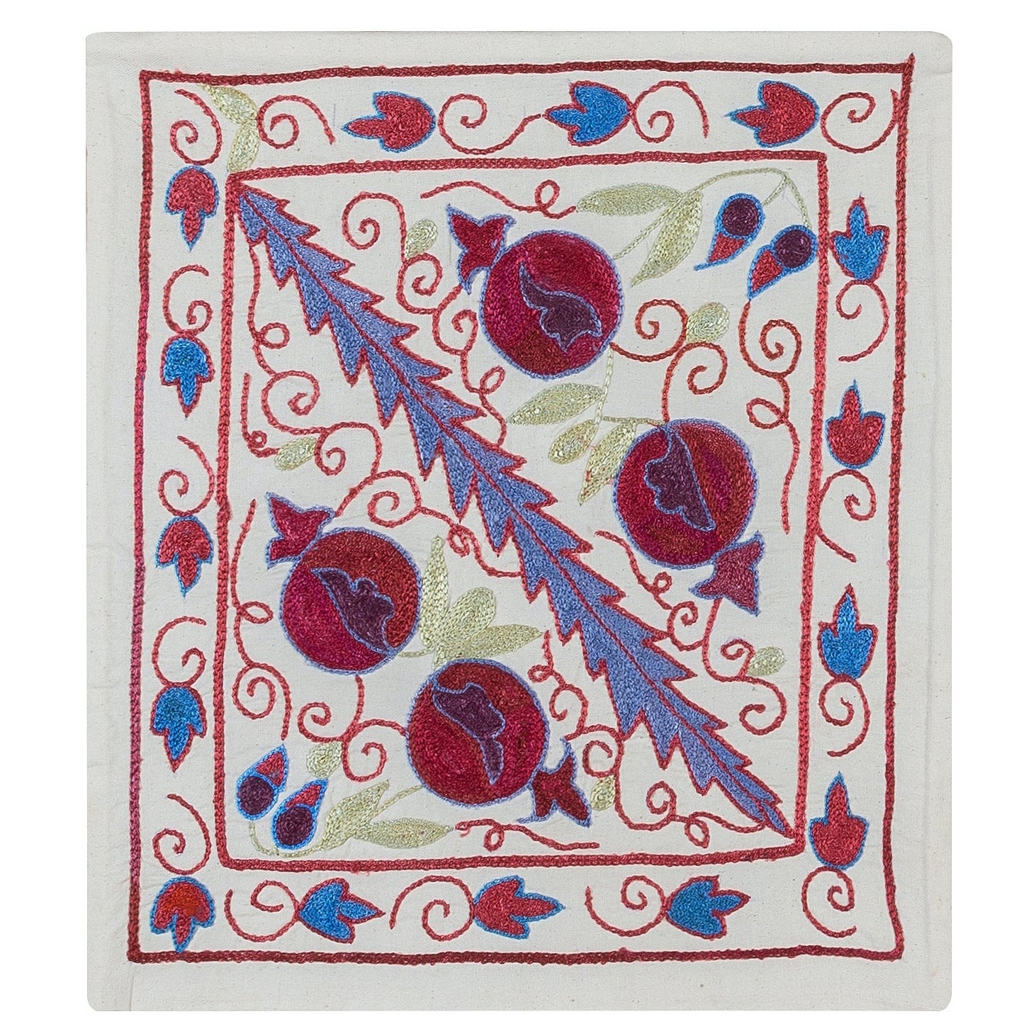 Copricuscino con ricamo a mano in seta, copripiumino Suzani, cuscino decorativo