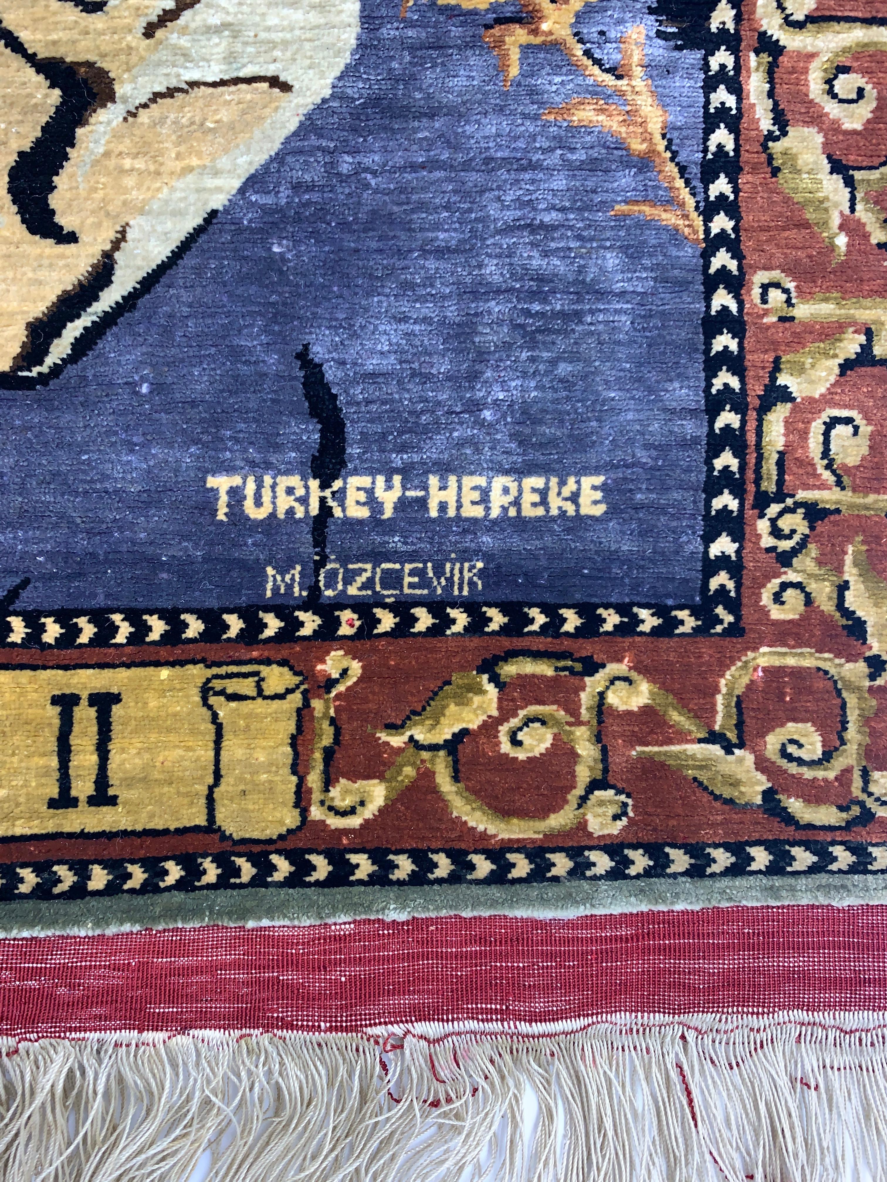 Silk Hereke Ozipek Rug Depicts Queen Elizabeth 5
