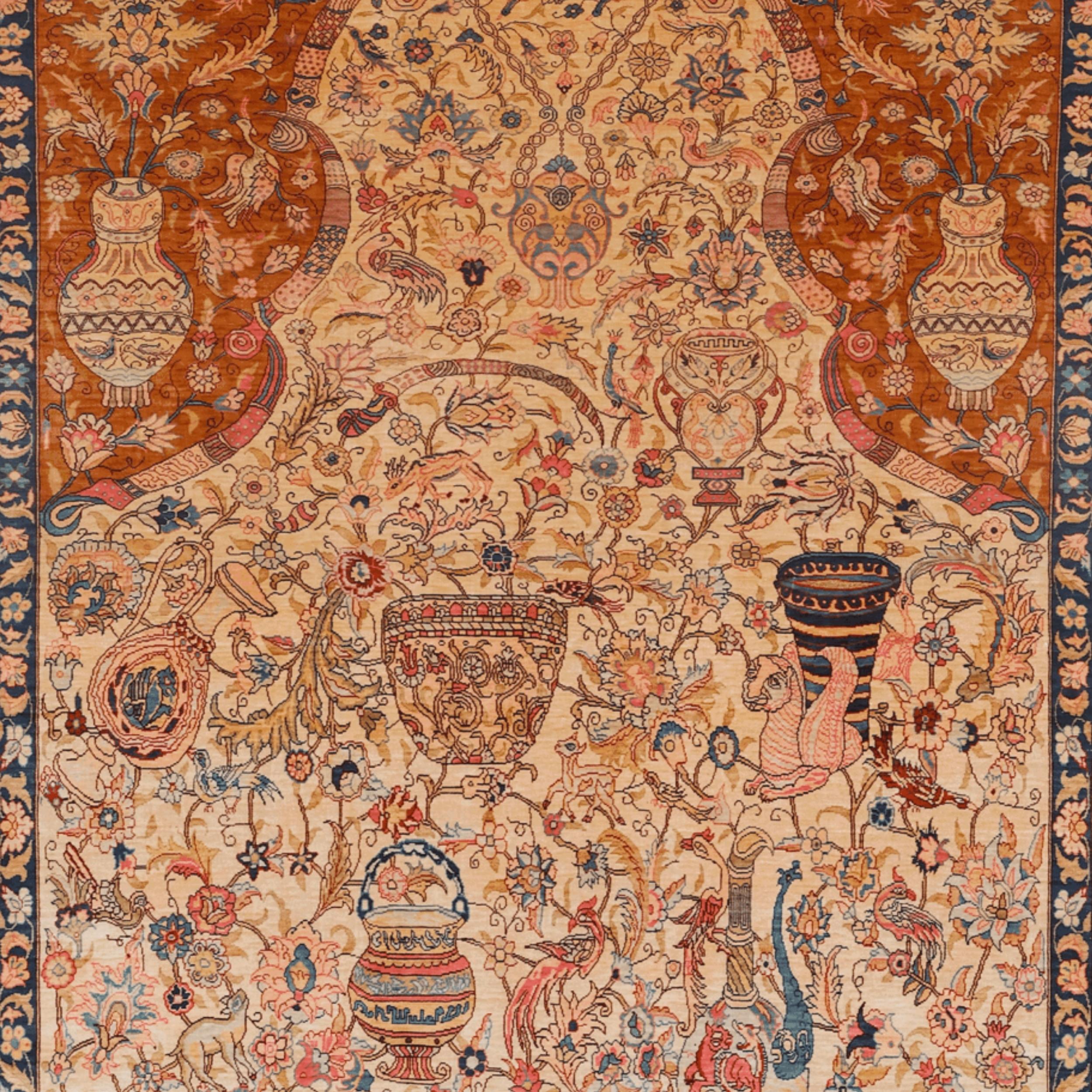 Turc Tapis de prière en soie Hereke en vente