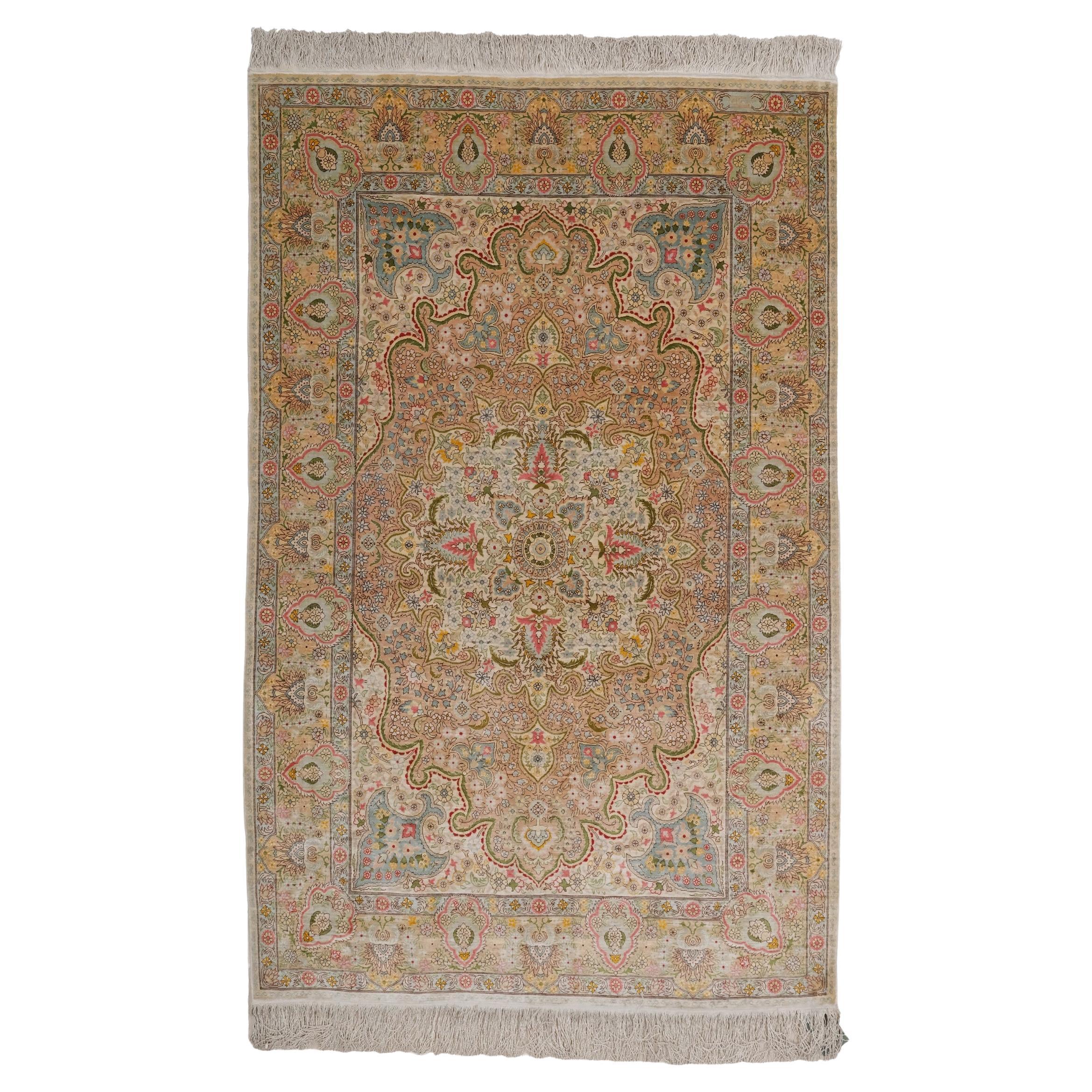 Alfombra Hereke de seda - Alfombra vintage de principios del siglo XX