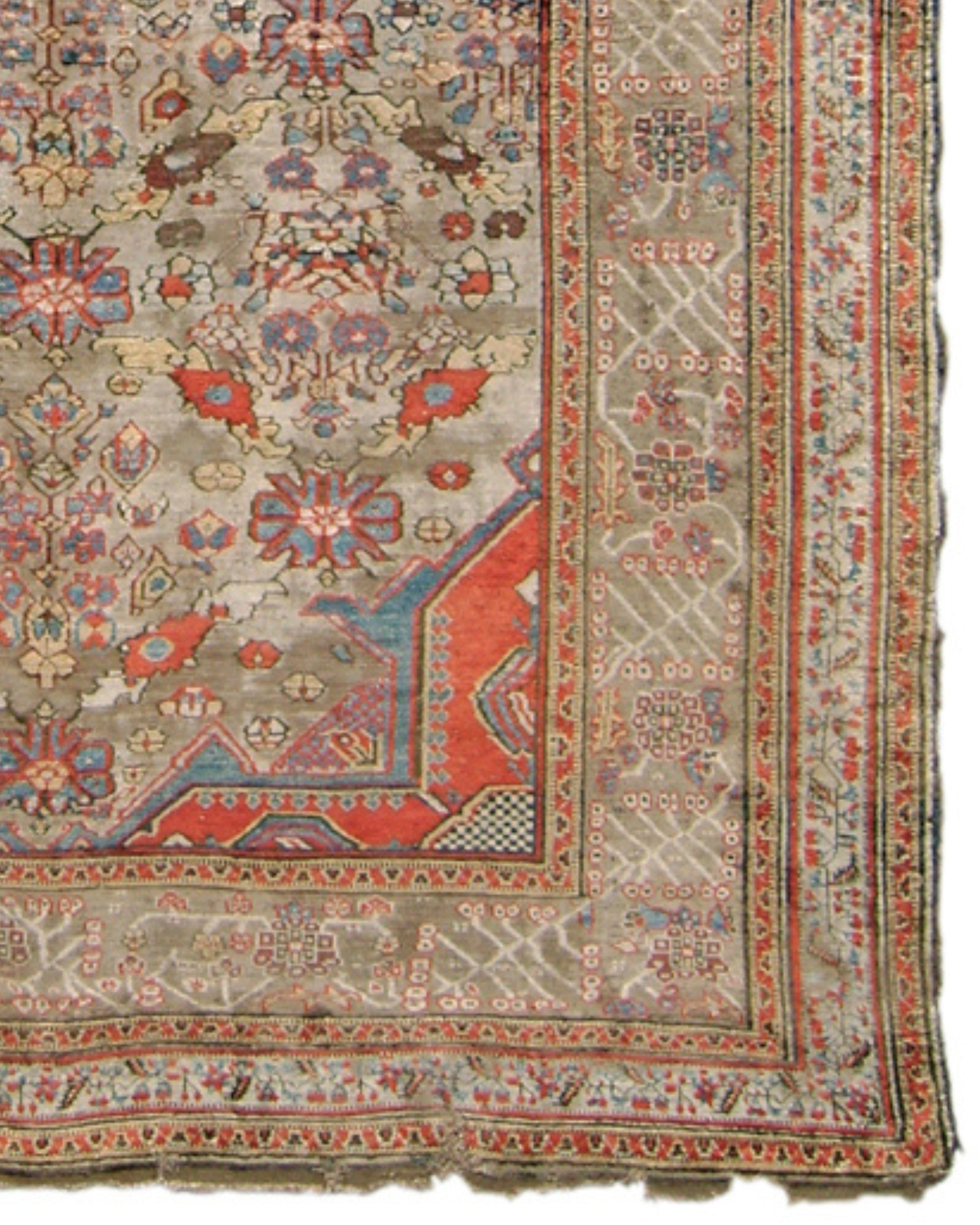 Silk Heriz Rug, Mid-19th Century In Excellent Condition For Sale In San Francisco, CA
