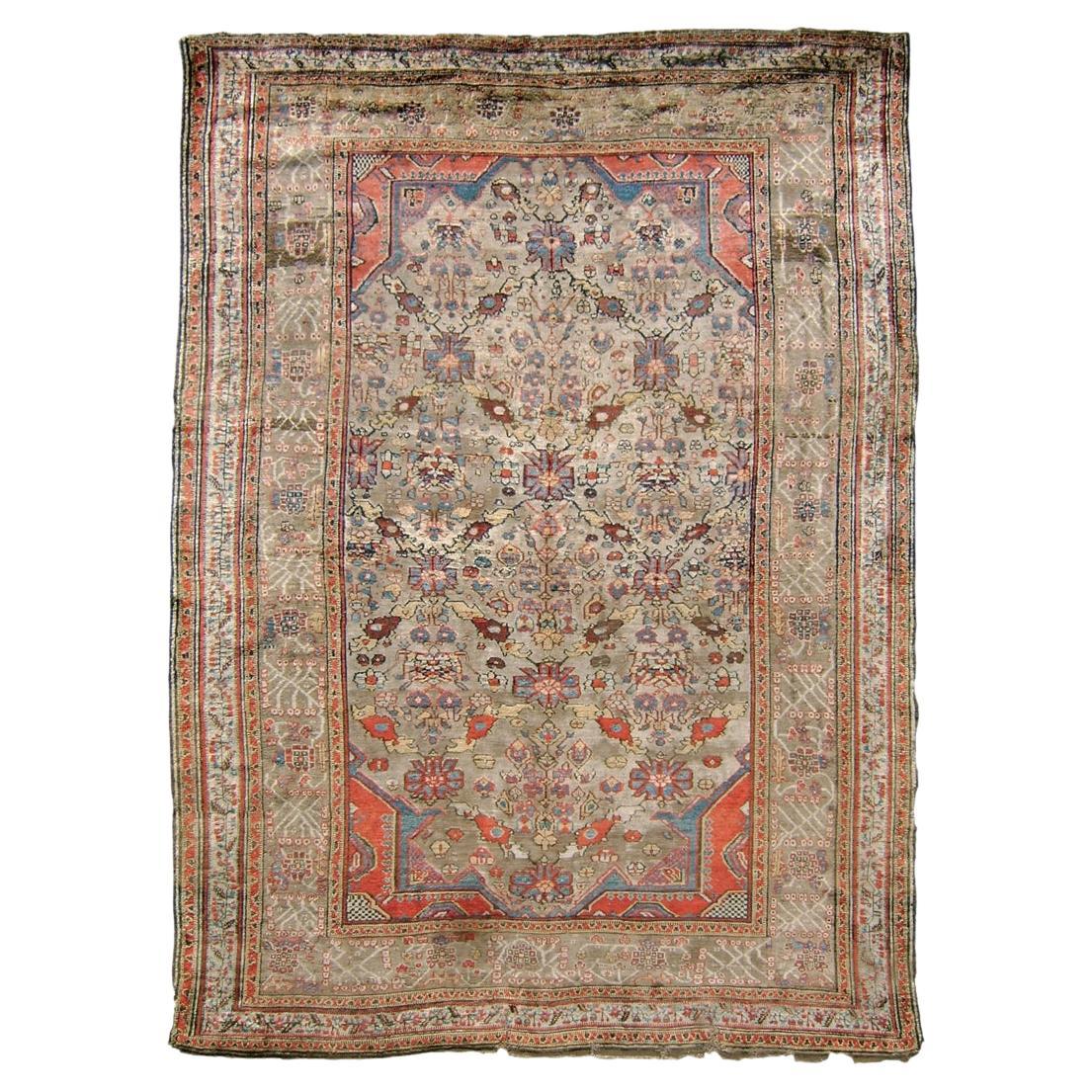 Silk Heriz Rug, Mid-19th Century For Sale