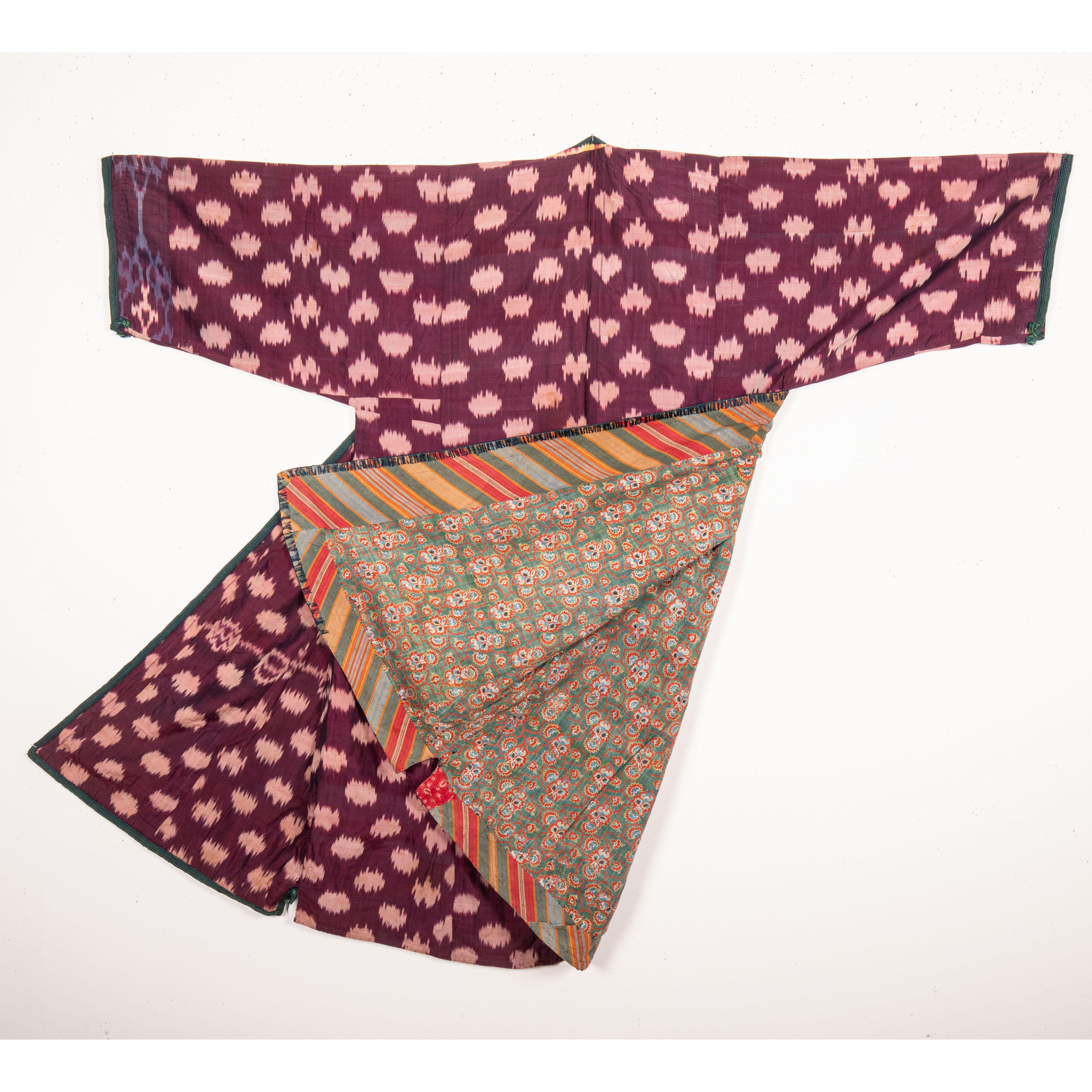 Silk Ikat Chapan from Uzbekistan, Tajikstan Late 19th C For Sale 1