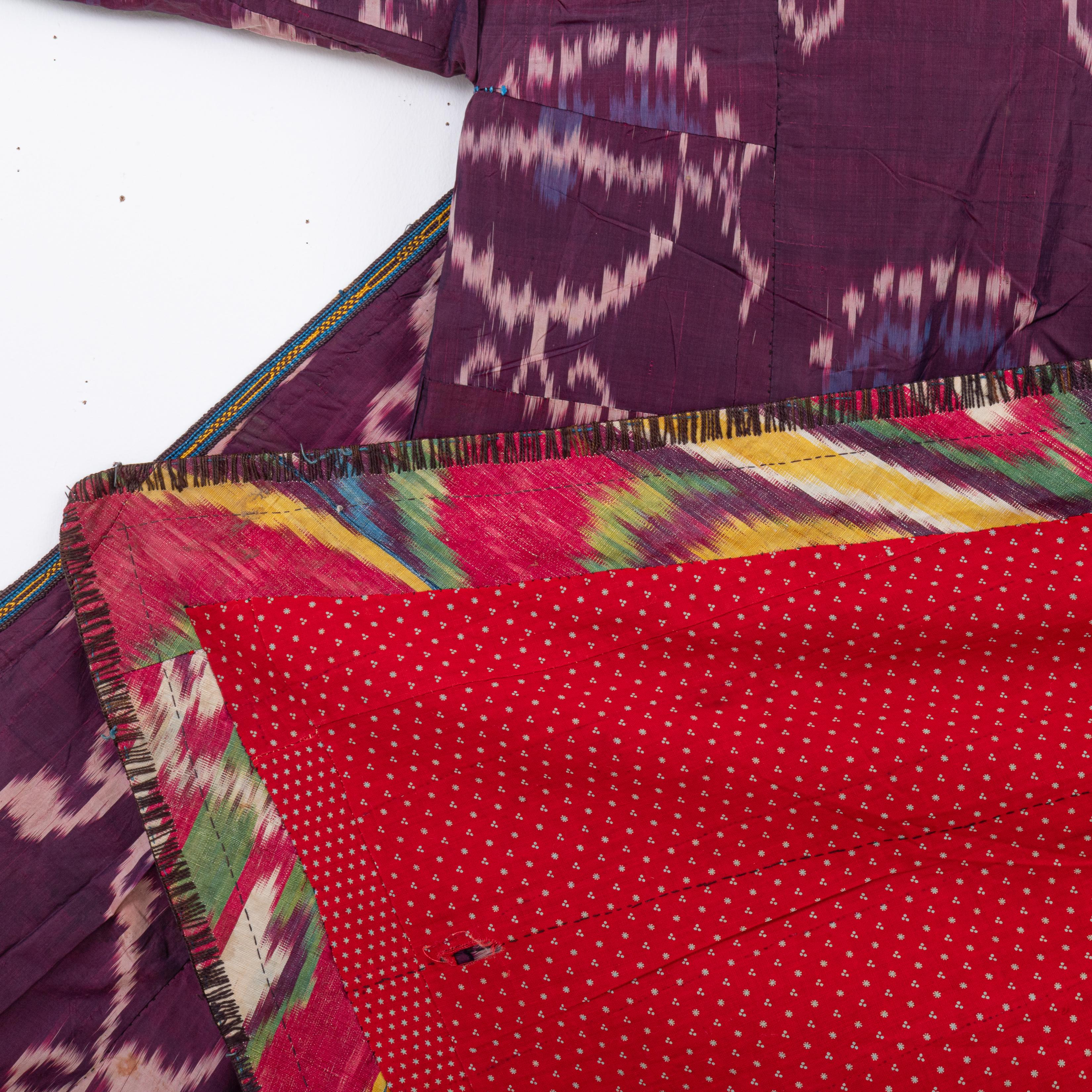 Silk Ikat Chapan, Tajikstan, Late 19th Century. For Sale 5