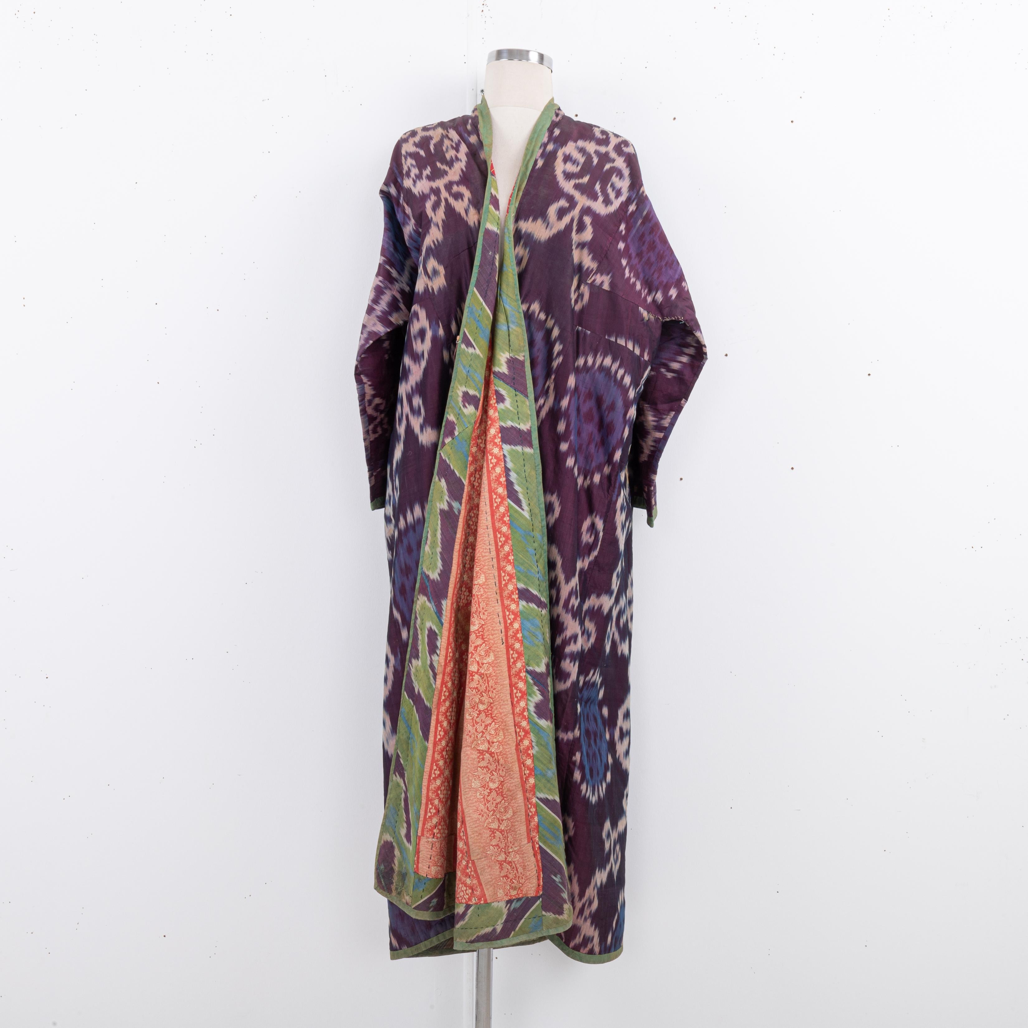 Silk Ikat Chapan, Tajikstan, Late 19th Century. For Sale 5