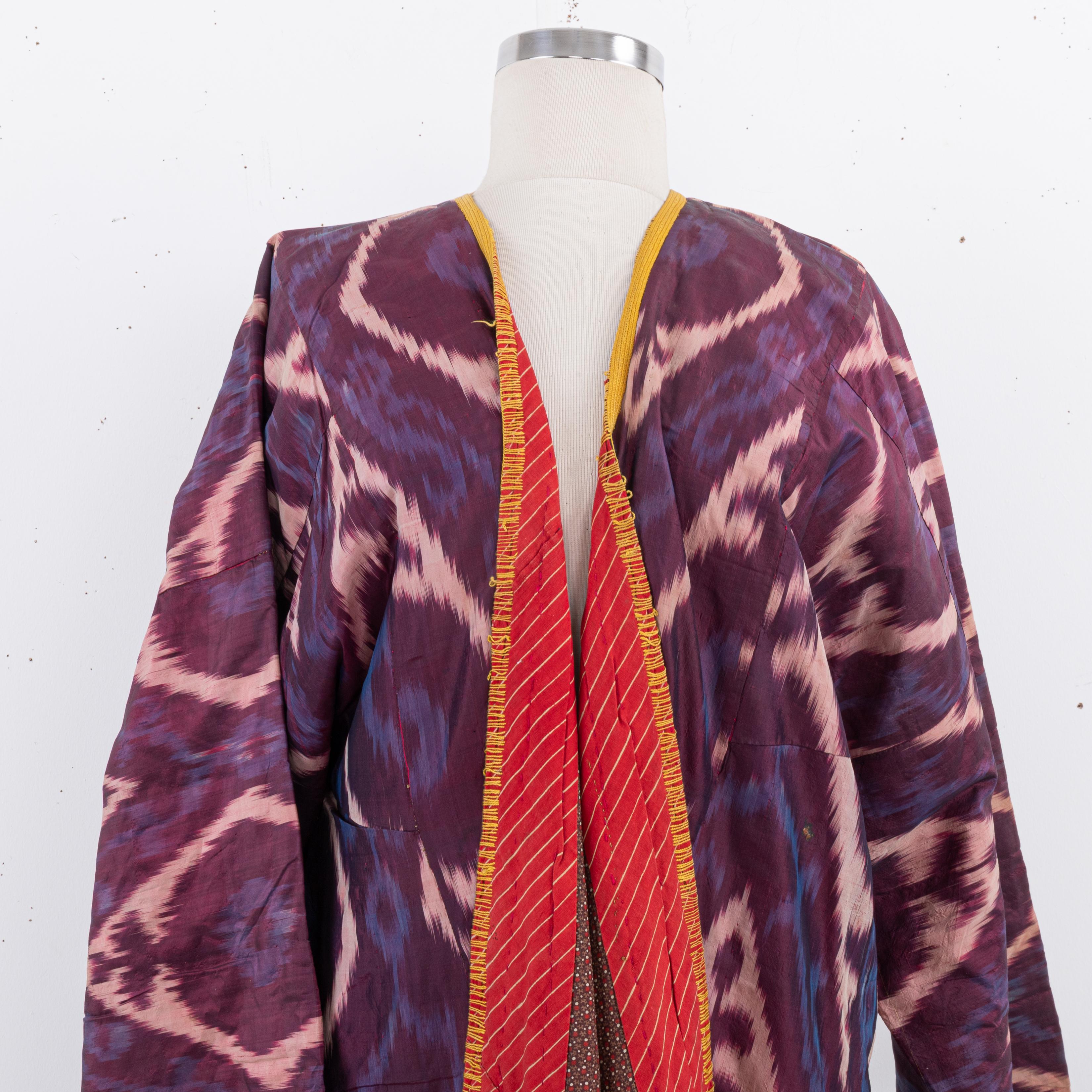 Silk Ikat Chapan, Tajikstan, Late 19th Century. For Sale 4