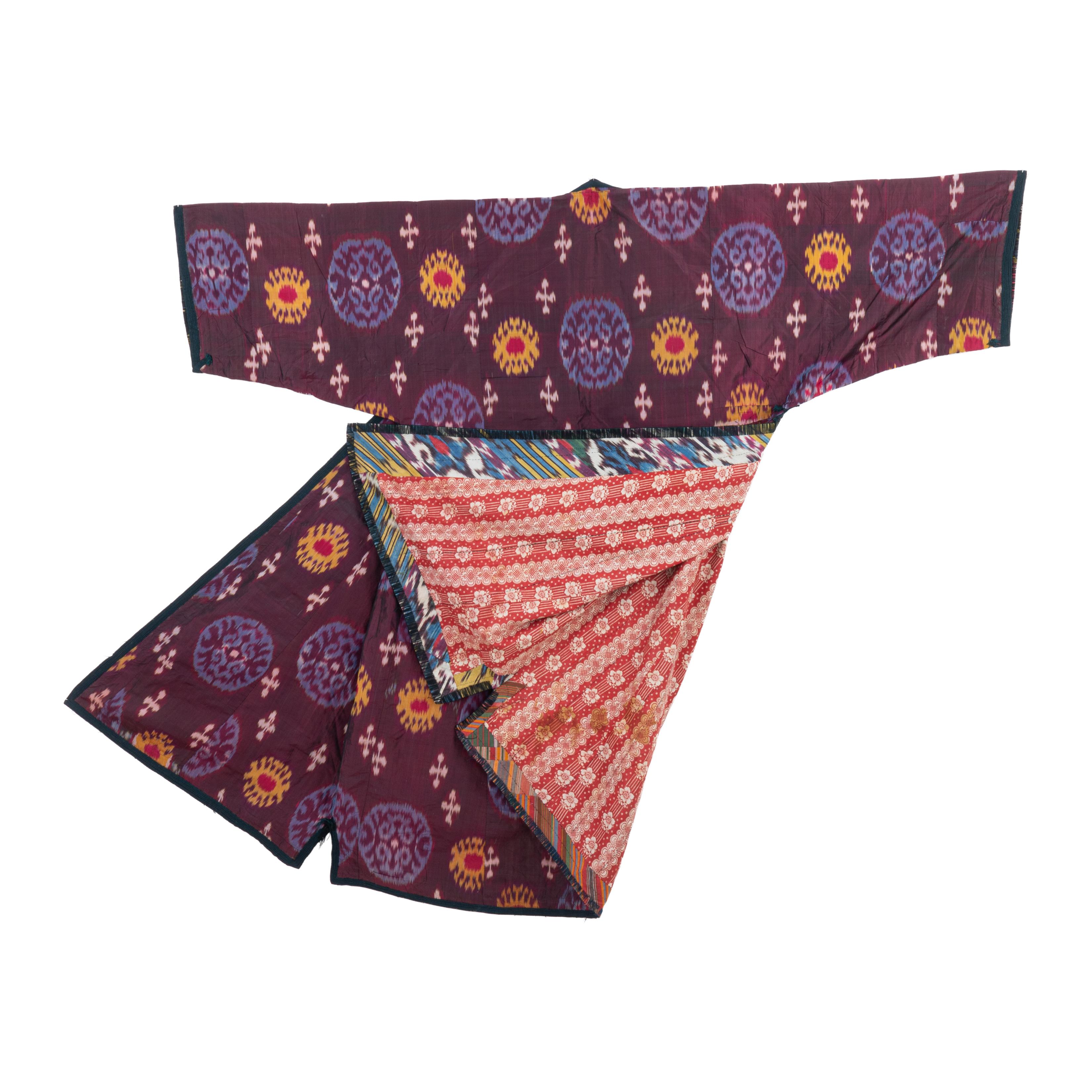 Silk Ikat Chapan, Tajikstan, Late 19th Century. For Sale 4