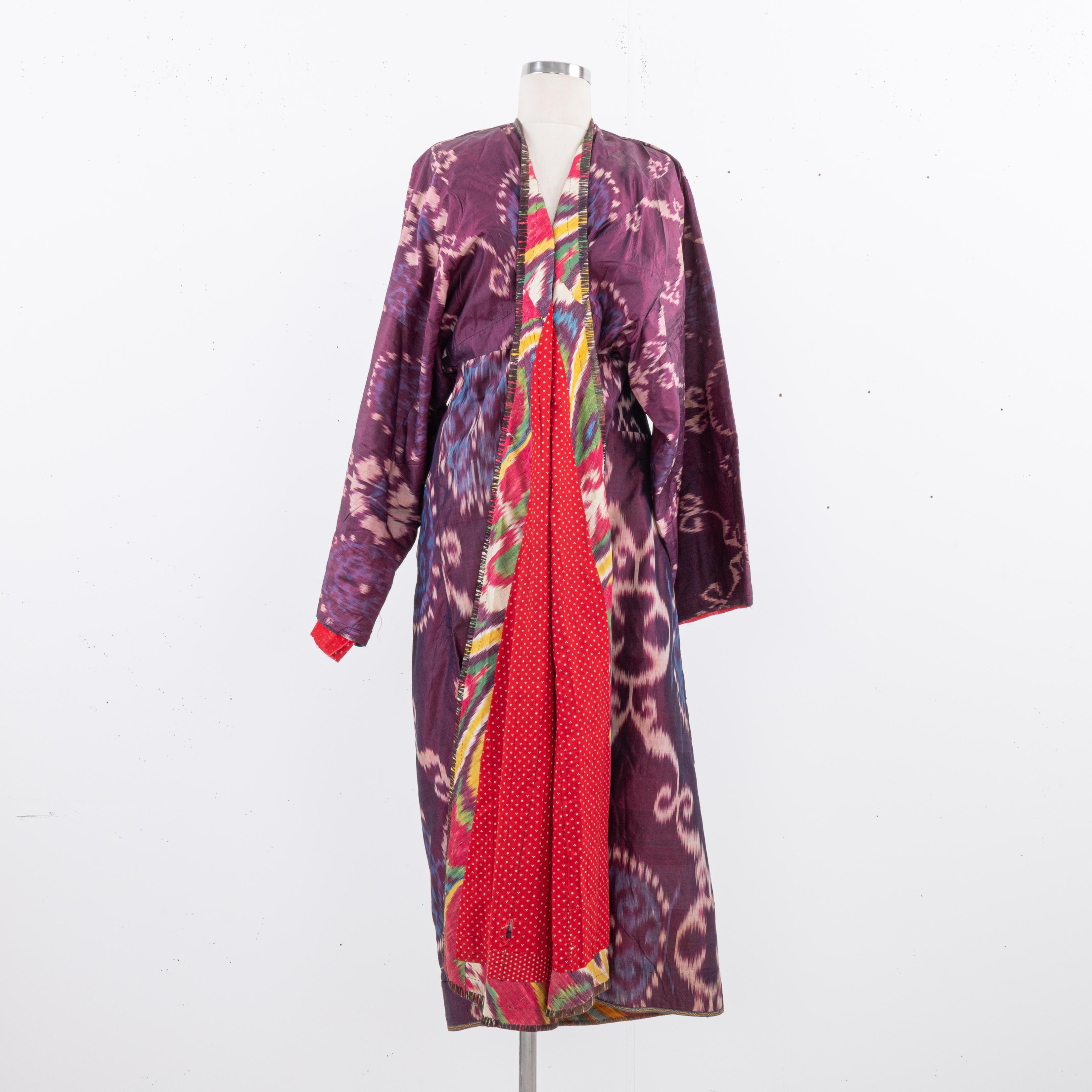 Silk Ikat Chapan, Tajikstan, Late 19th Century. For Sale 6