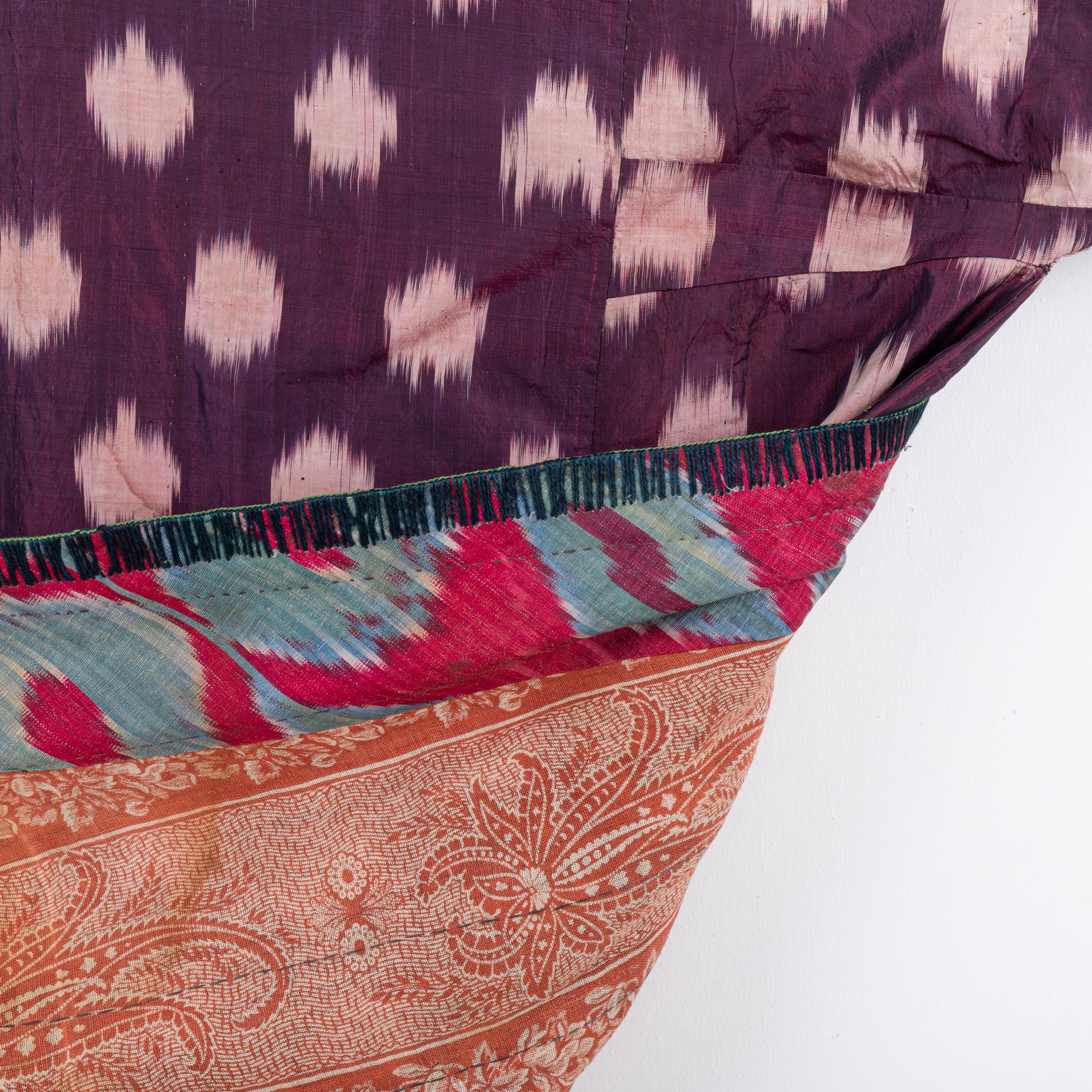 Silk Ikat Chapan, Tajikstan, Late 19th Century. For Sale 5