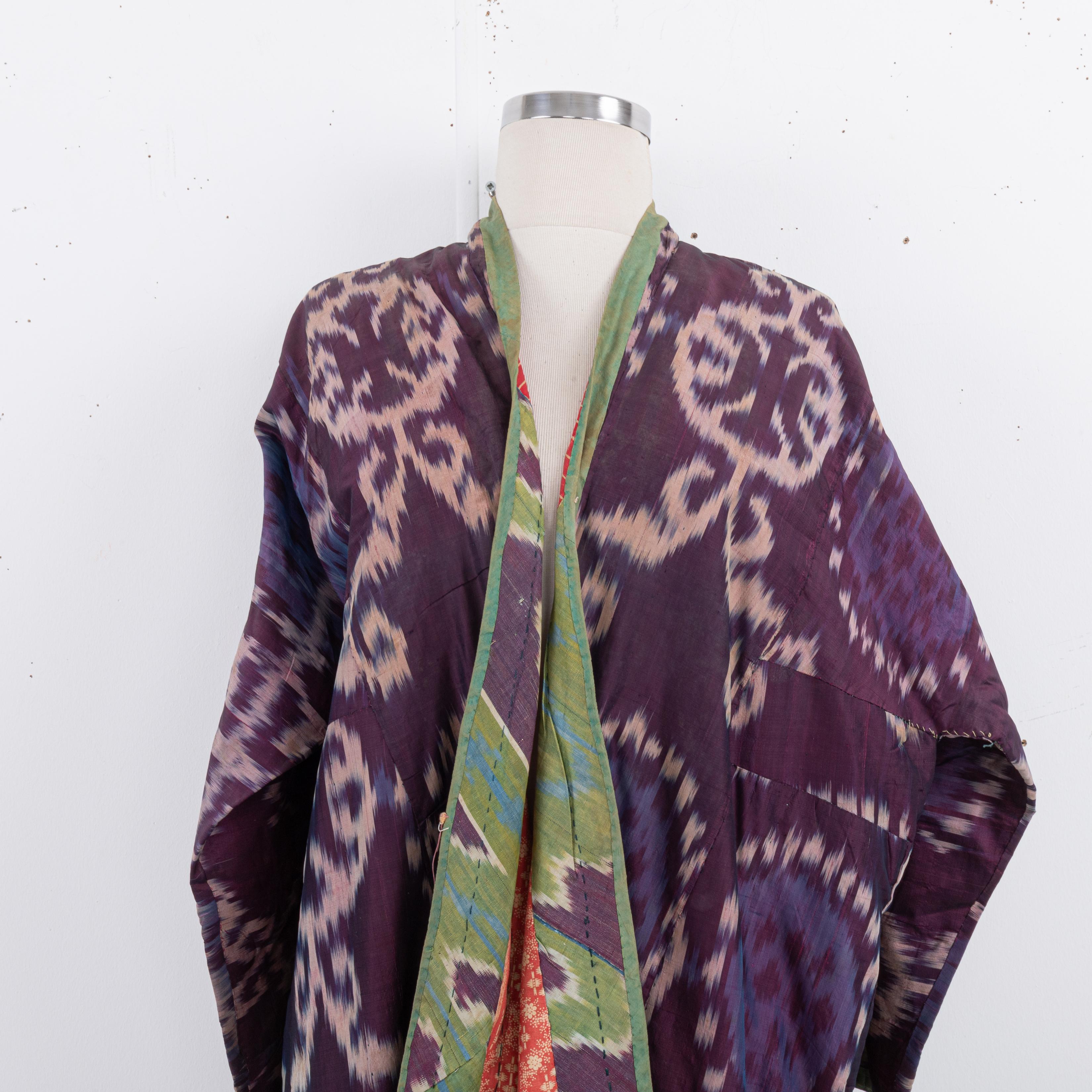 Silk Ikat Chapan, Tajikstan, Late 19th Century. For Sale 6