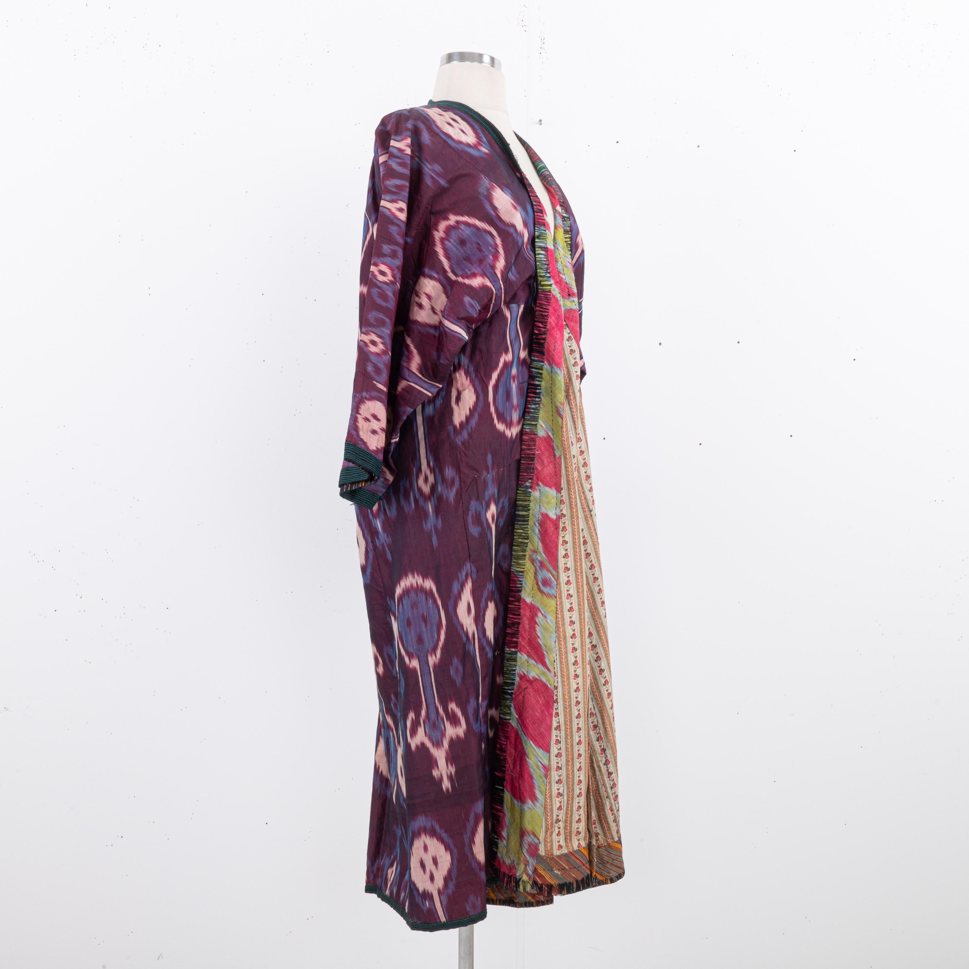 Silk Ikat Chapan, Tajikstan, Late 19th Century. For Sale 6