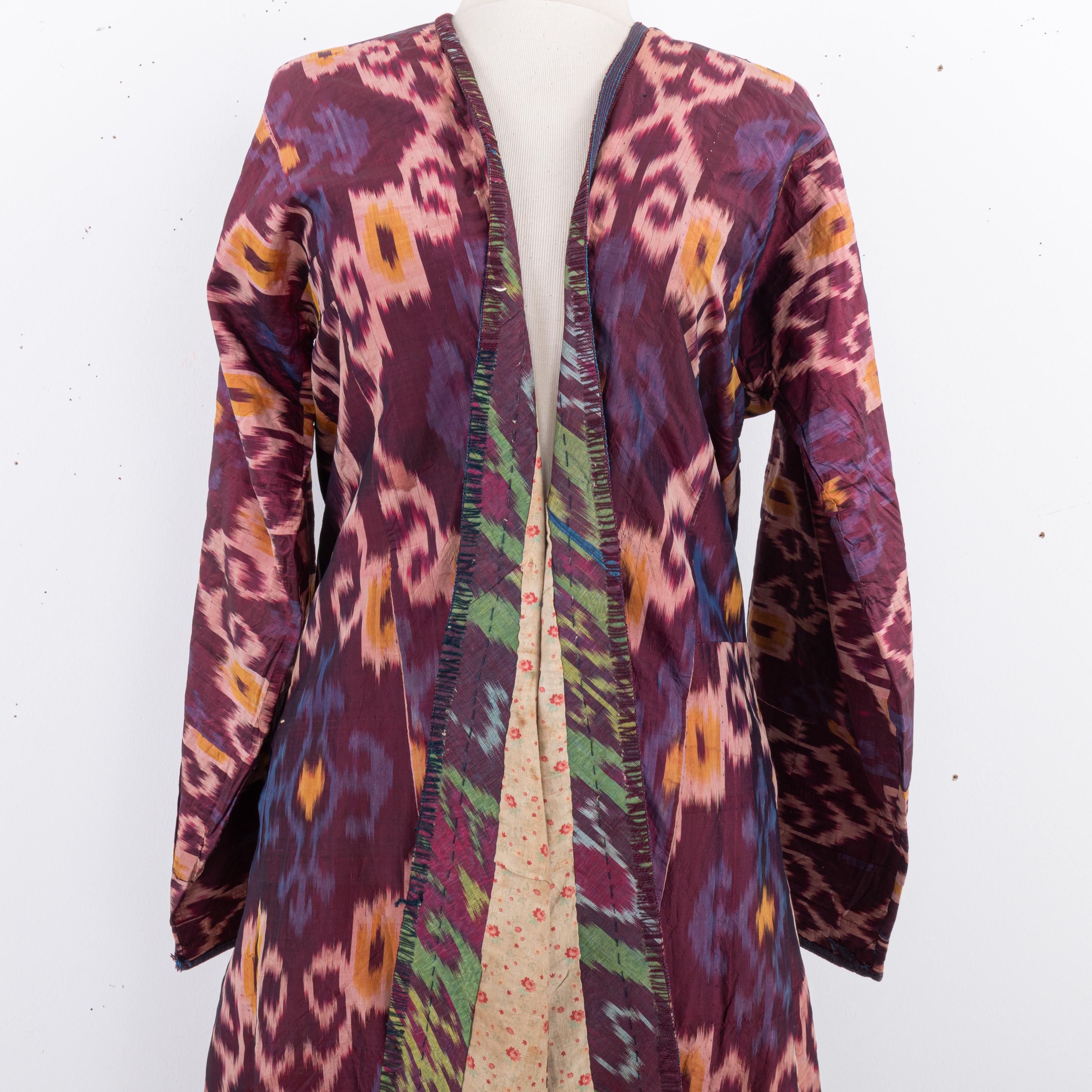 Silk Ikat Chapan, Tajikstan, Late 19th Century. For Sale 4