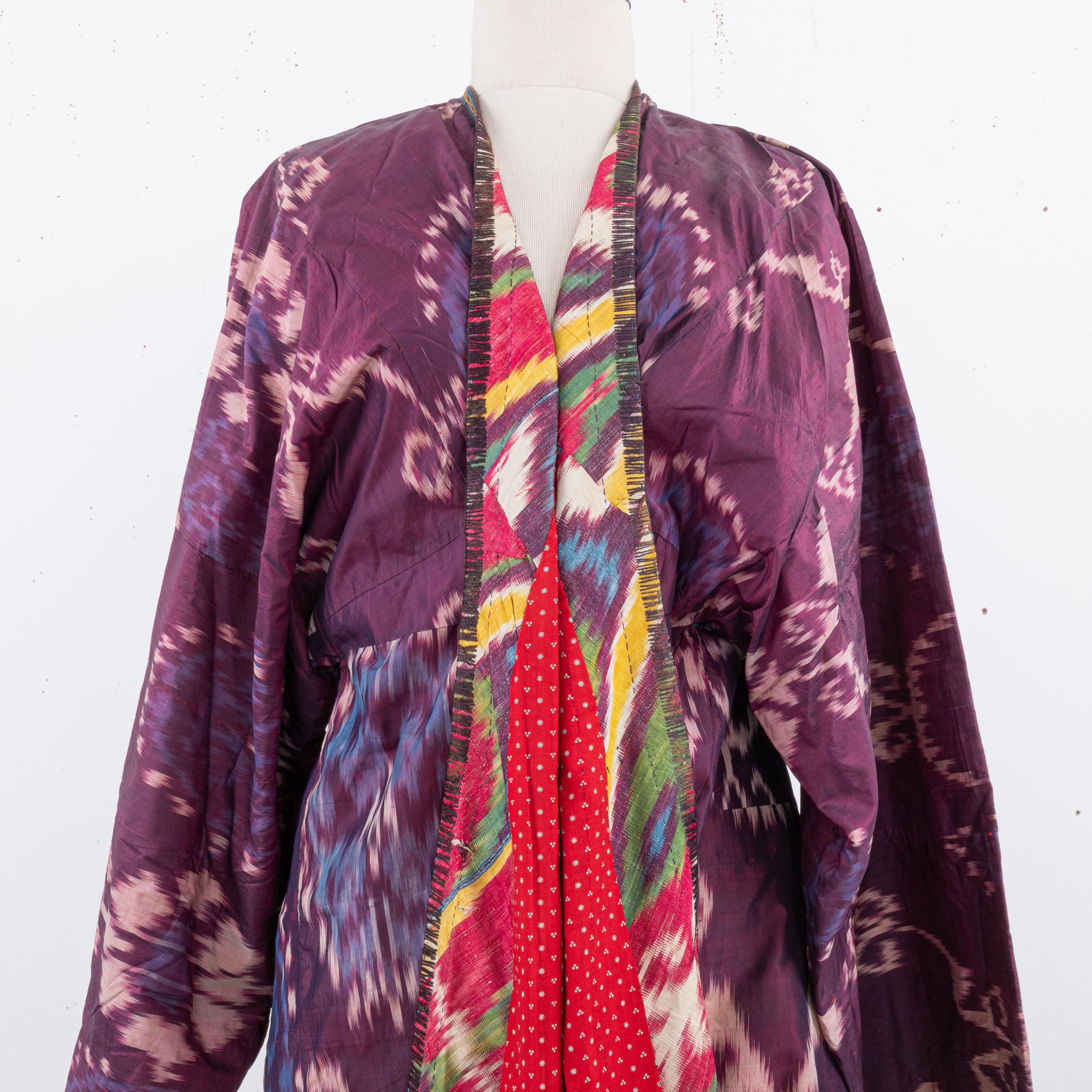 Silk Ikat Chapan, Tajikstan, Late 19th Century. For Sale 7