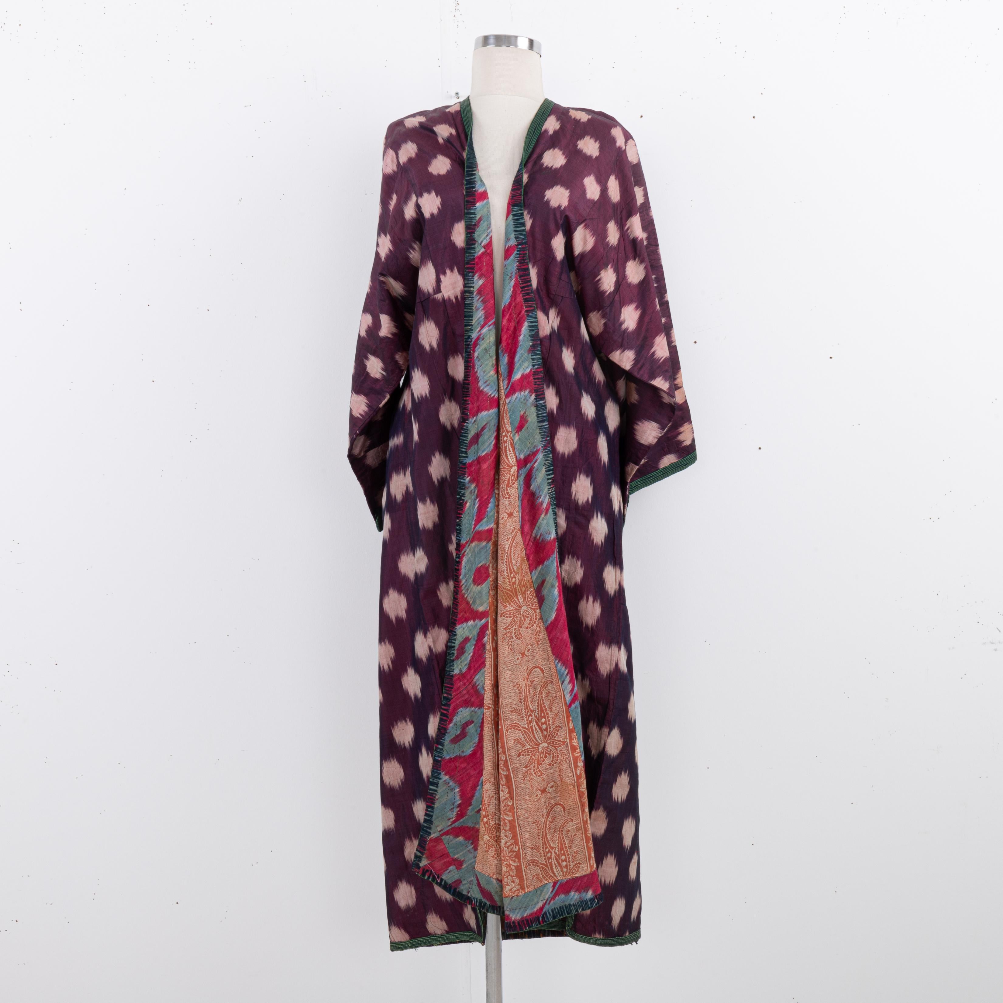 Silk Ikat Chapan, Tajikstan, Late 19th Century. For Sale 6