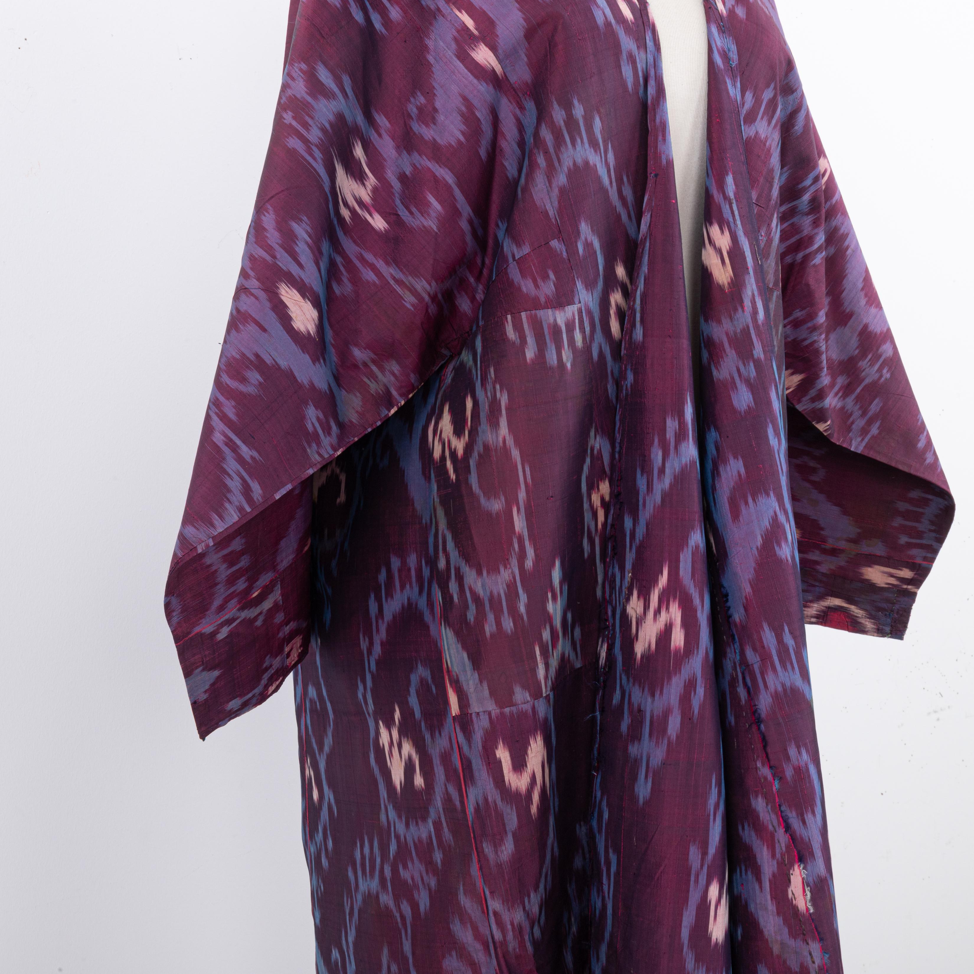 Silk Ikat Chapan, Tajikstan, Late 19th Century. For Sale 5