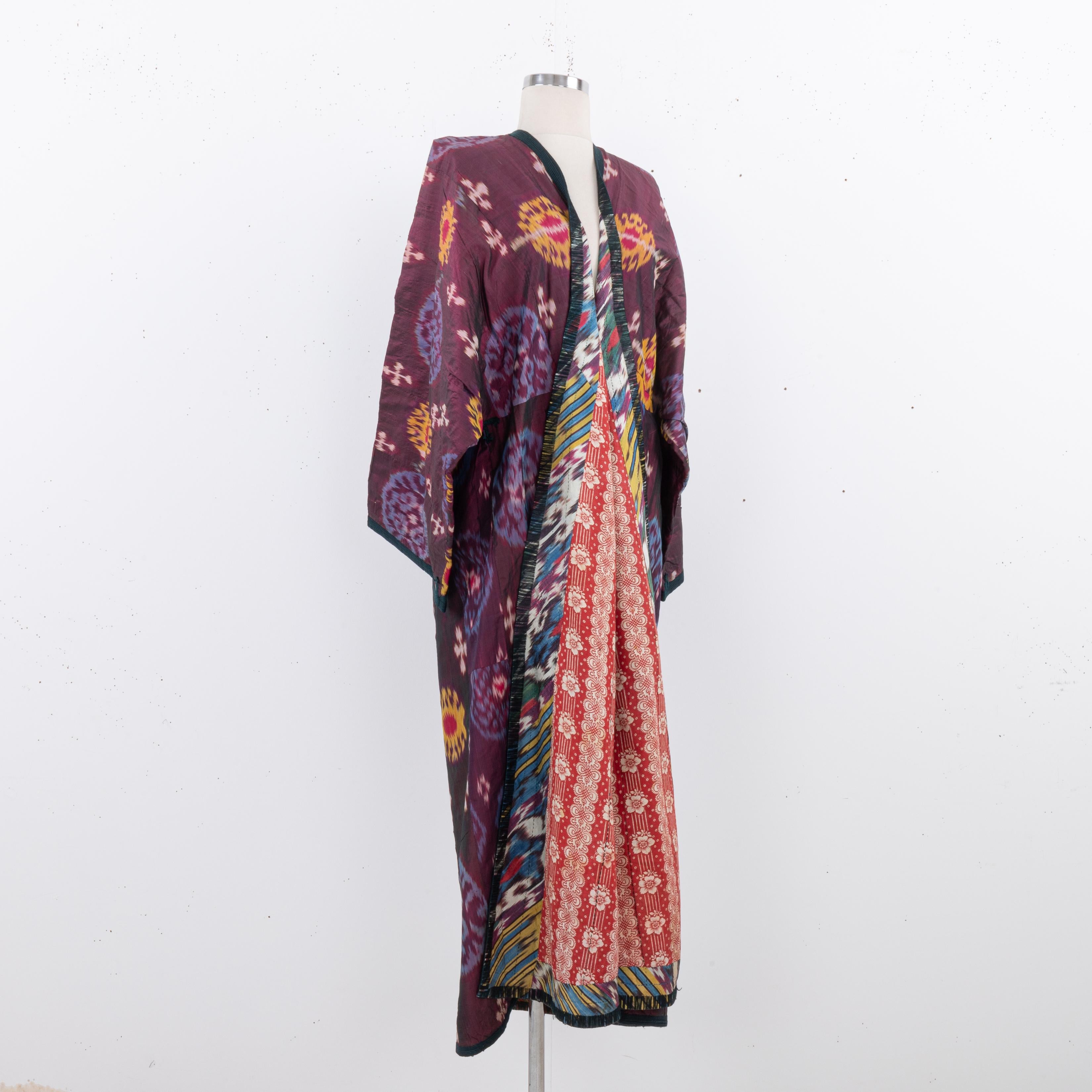 Silk Ikat Chapan, Tajikstan, Late 19th Century. For Sale 6