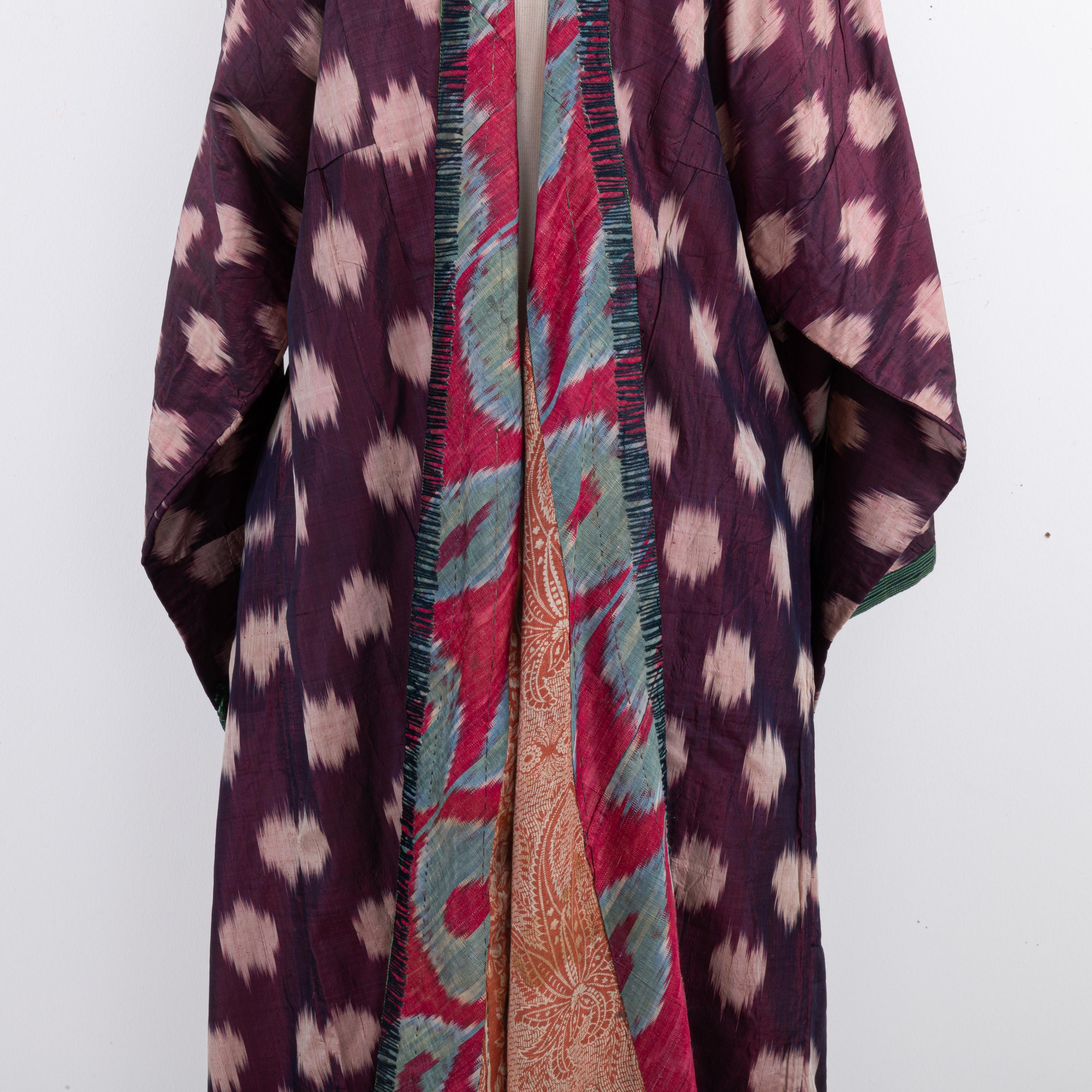 Silk Ikat Chapan, Tajikstan, Late 19th Century. For Sale 7