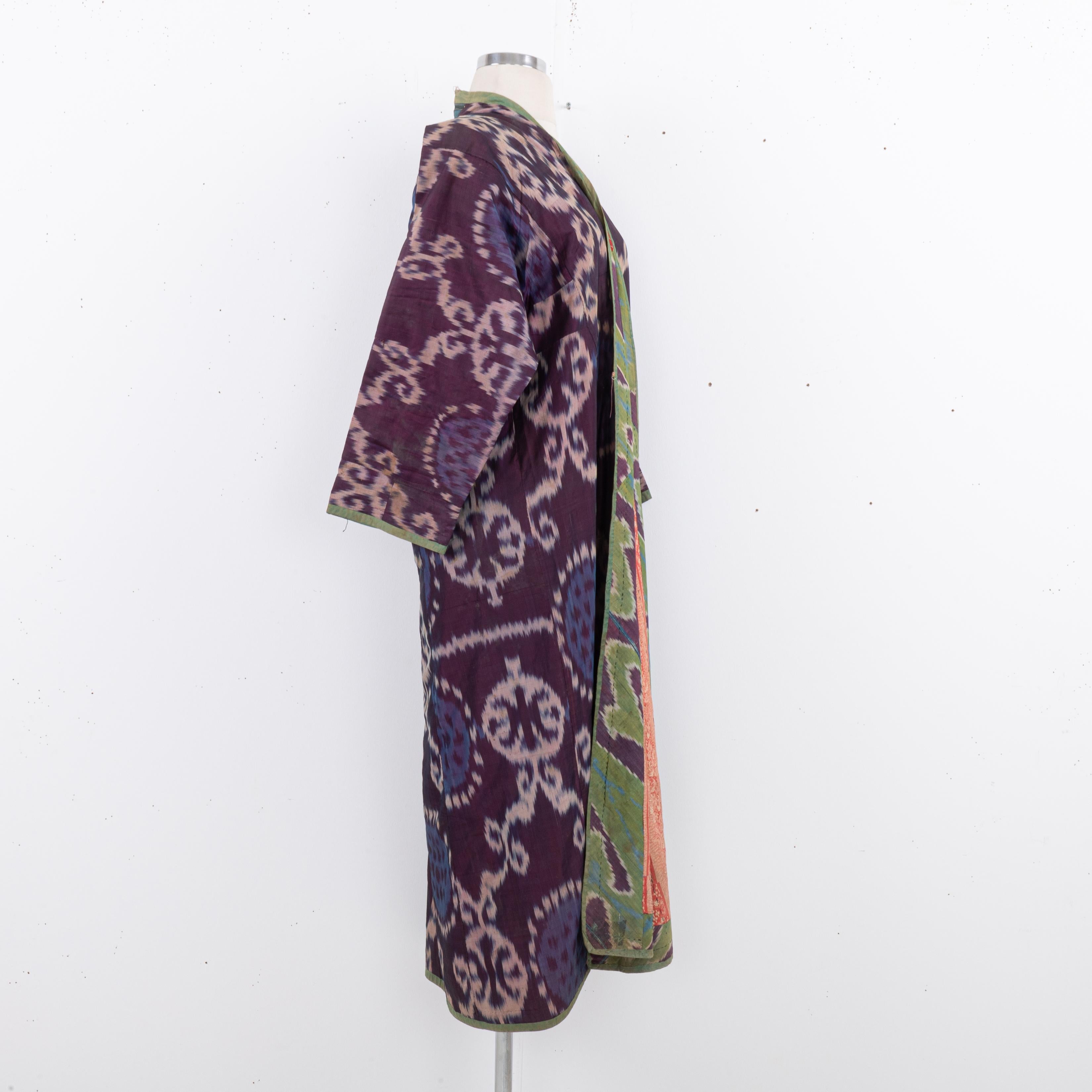Silk Ikat Chapan, Tajikstan, Late 19th Century. For Sale 8