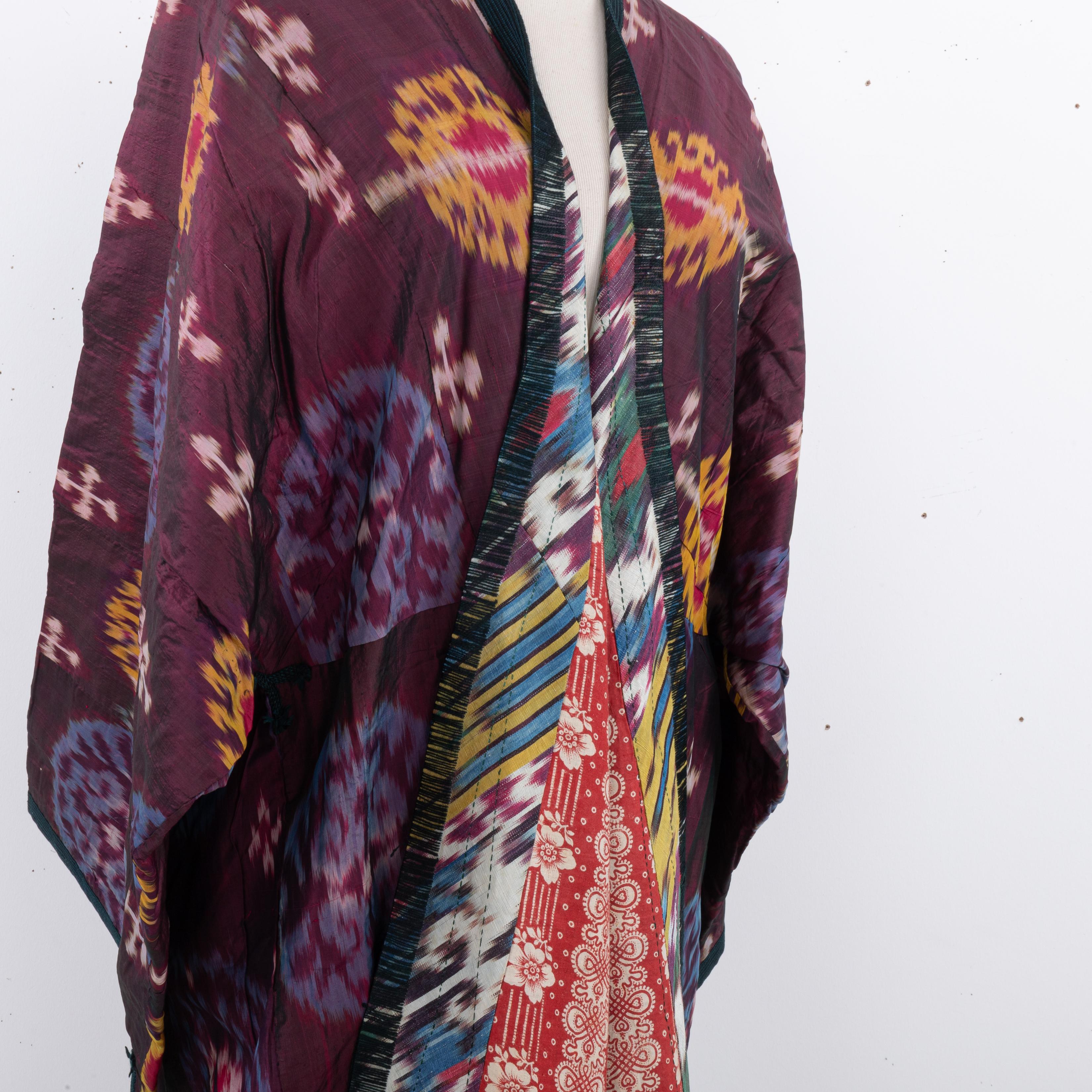 Silk Ikat Chapan, Tajikstan, Late 19th Century. For Sale 7