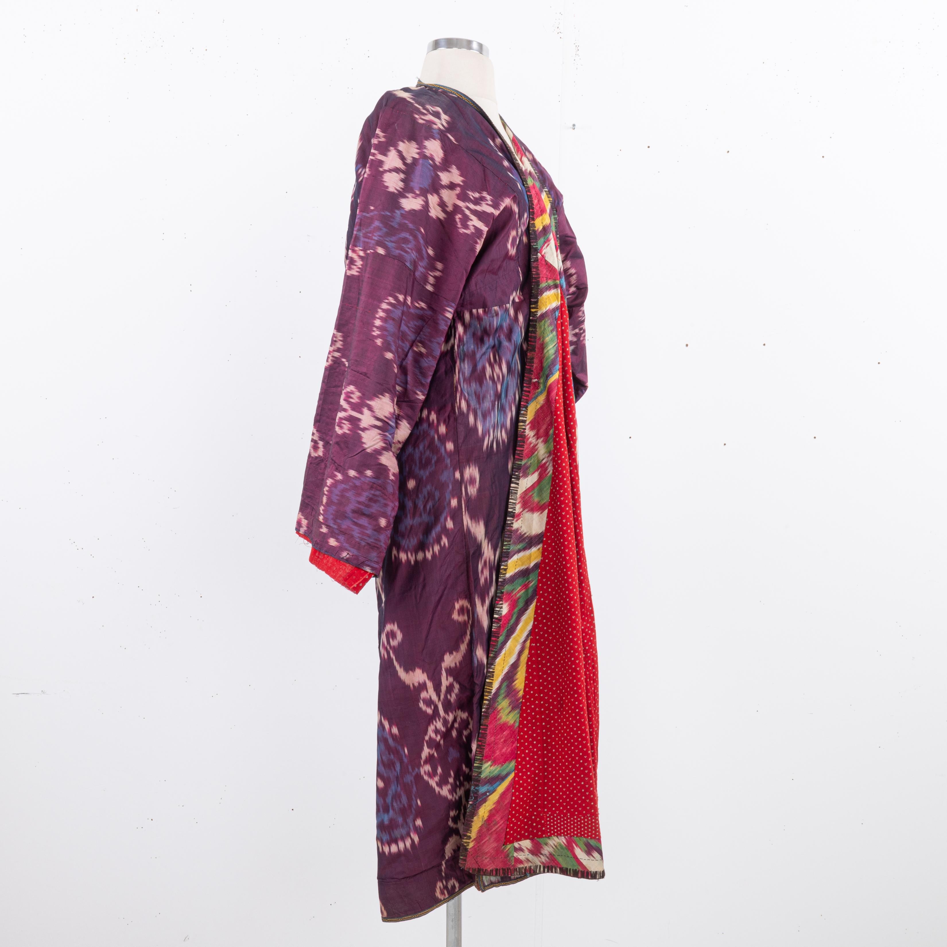 Silk Ikat Chapan, Tajikstan, Late 19th Century. For Sale 9
