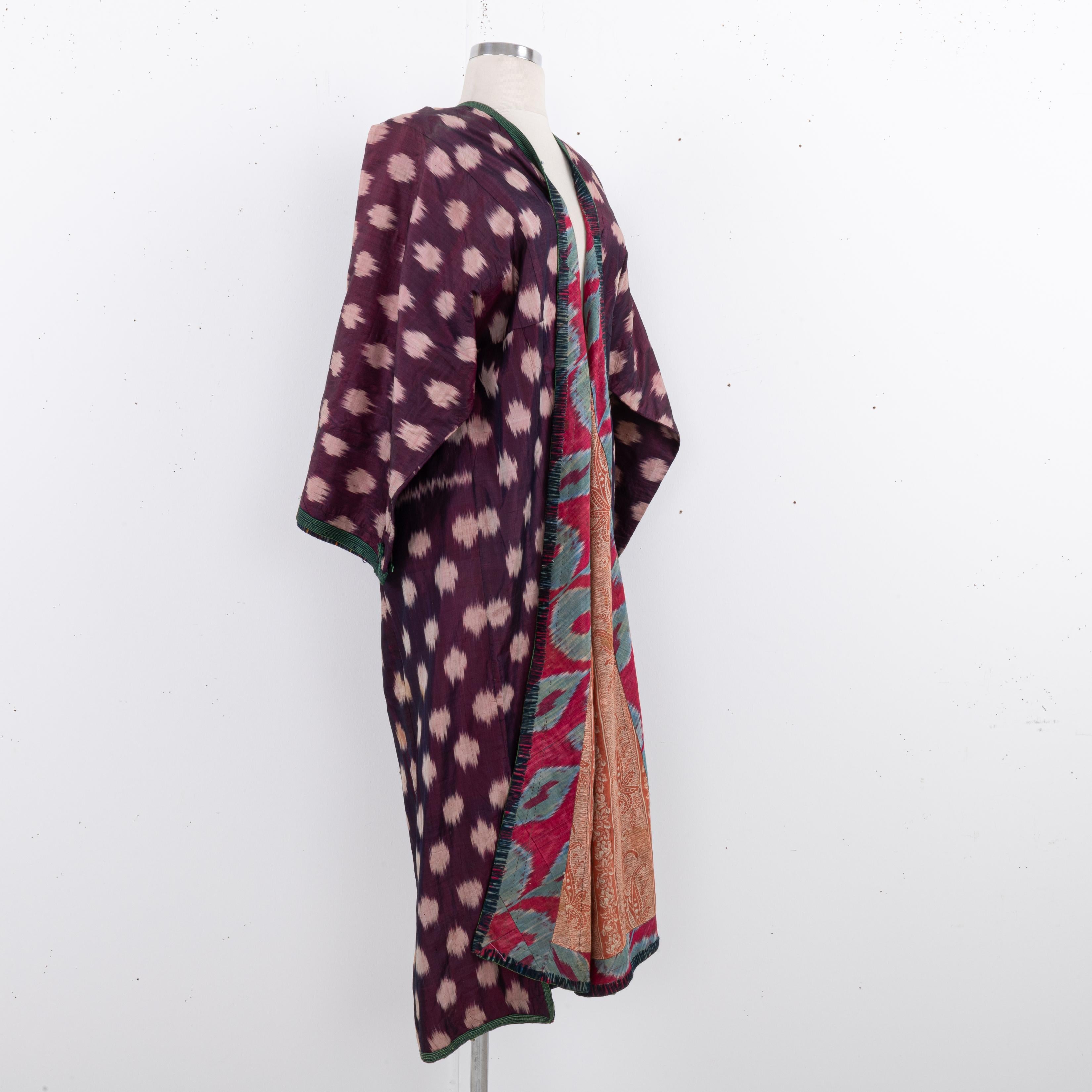 Silk Ikat Chapan, Tajikstan, Late 19th Century. For Sale 8