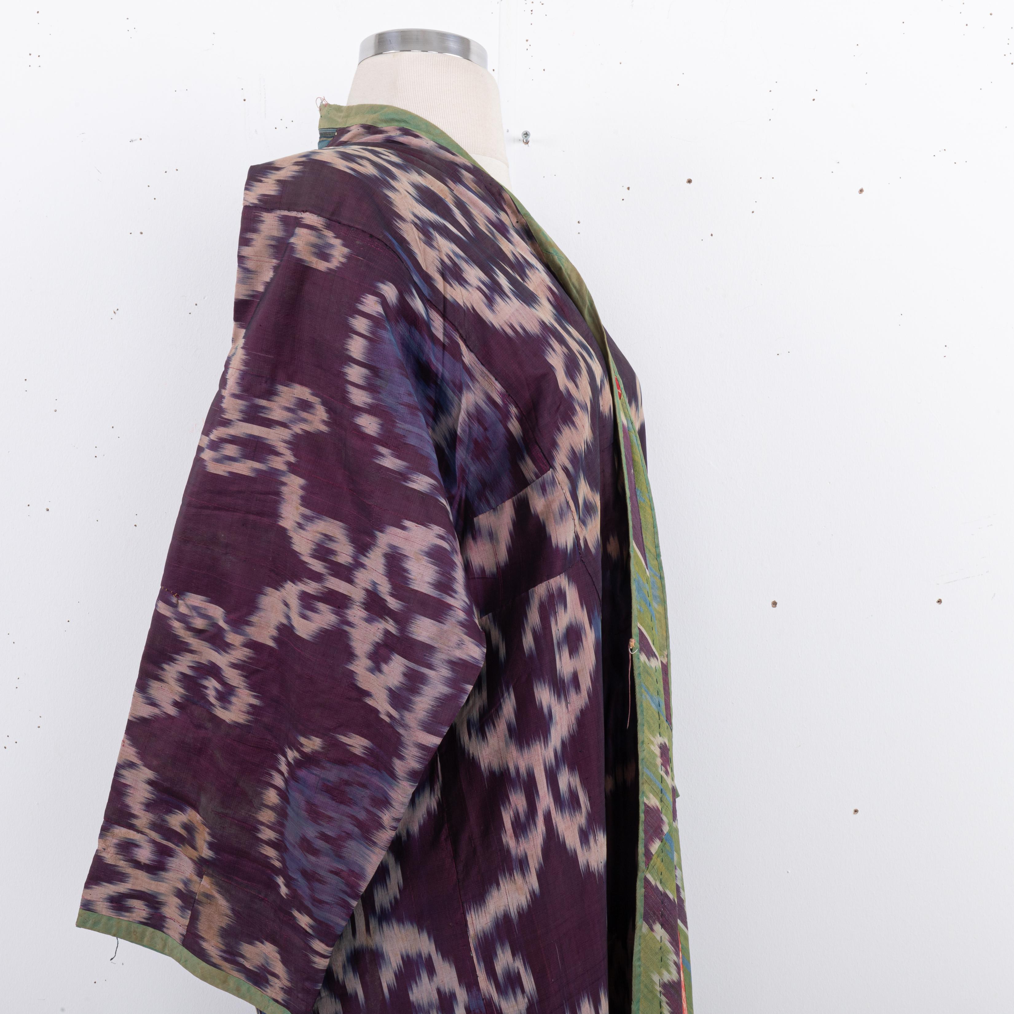 Silk Ikat Chapan, Tajikstan, Late 19th Century. For Sale 9
