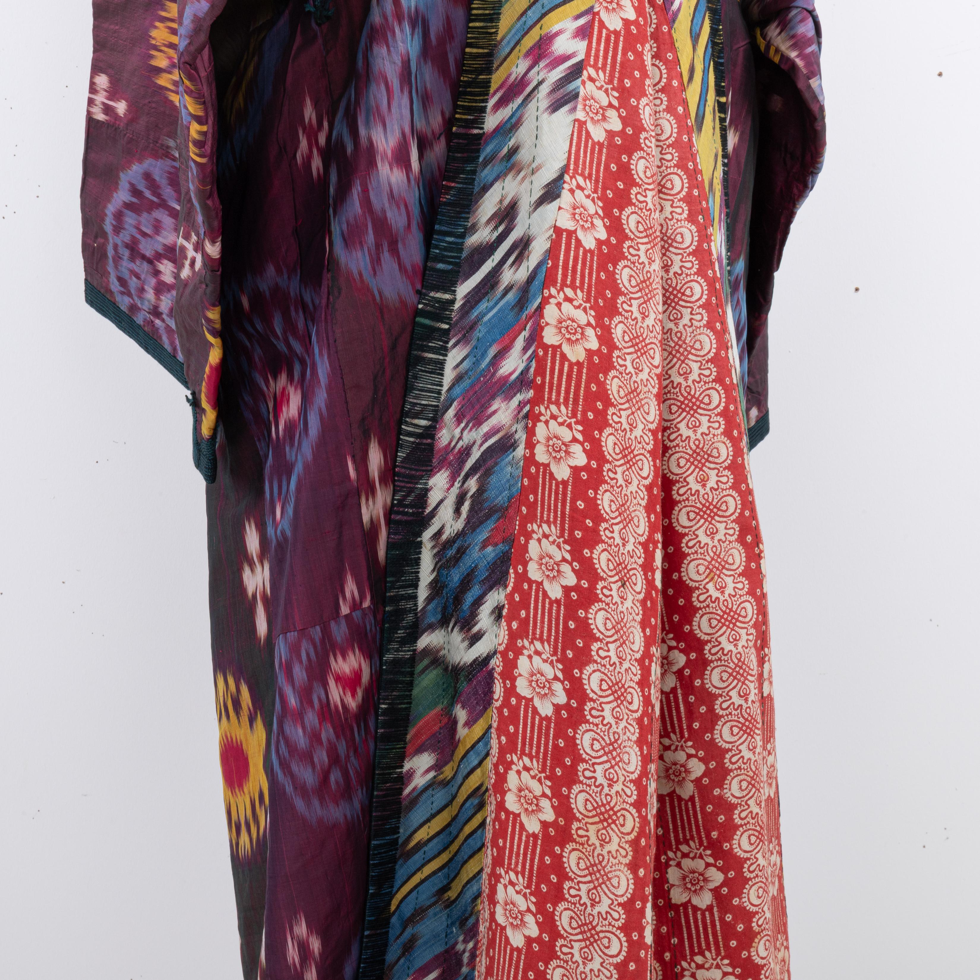 Silk Ikat Chapan, Tajikstan, Late 19th Century. For Sale 8