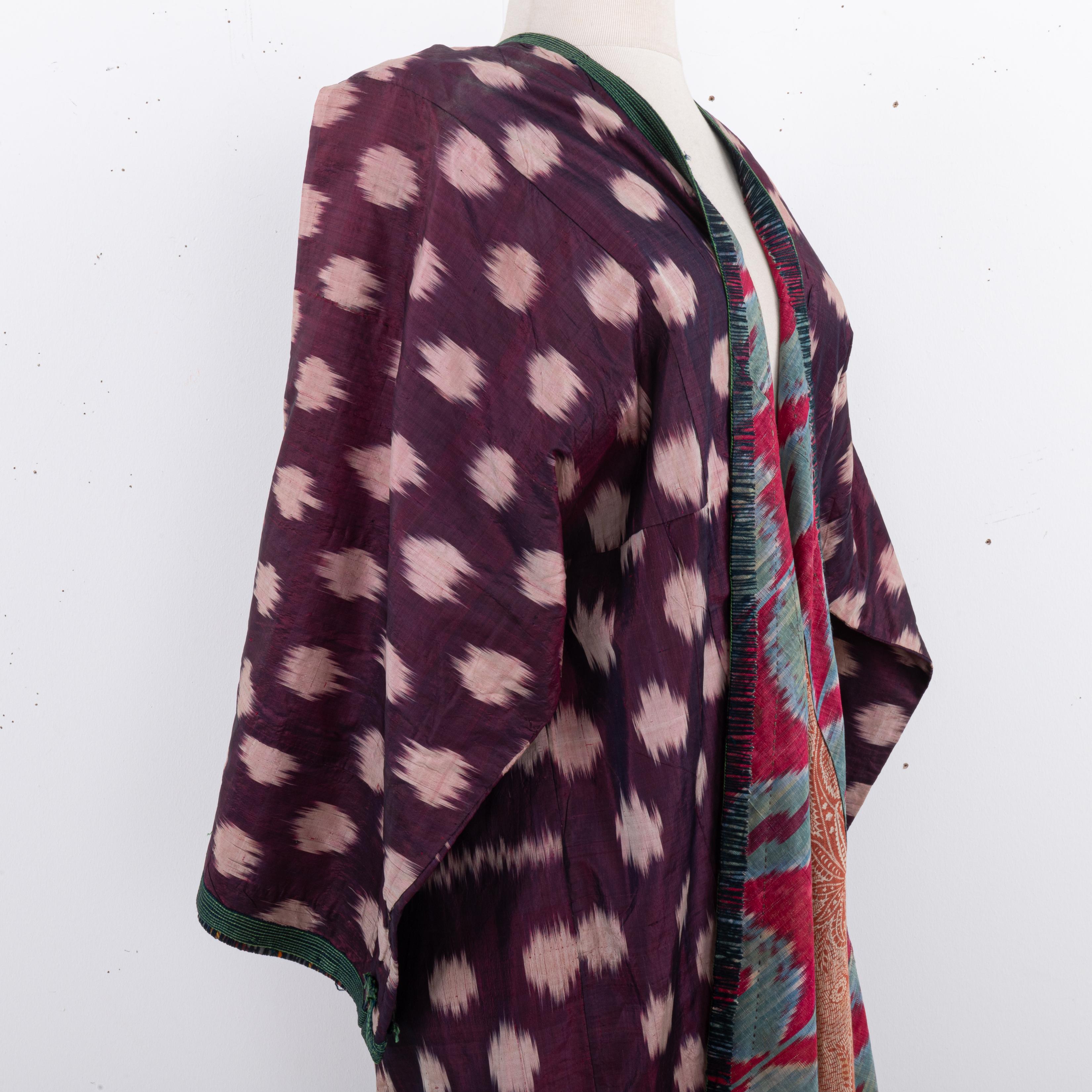 Silk Ikat Chapan, Tajikstan, Late 19th Century. For Sale 9