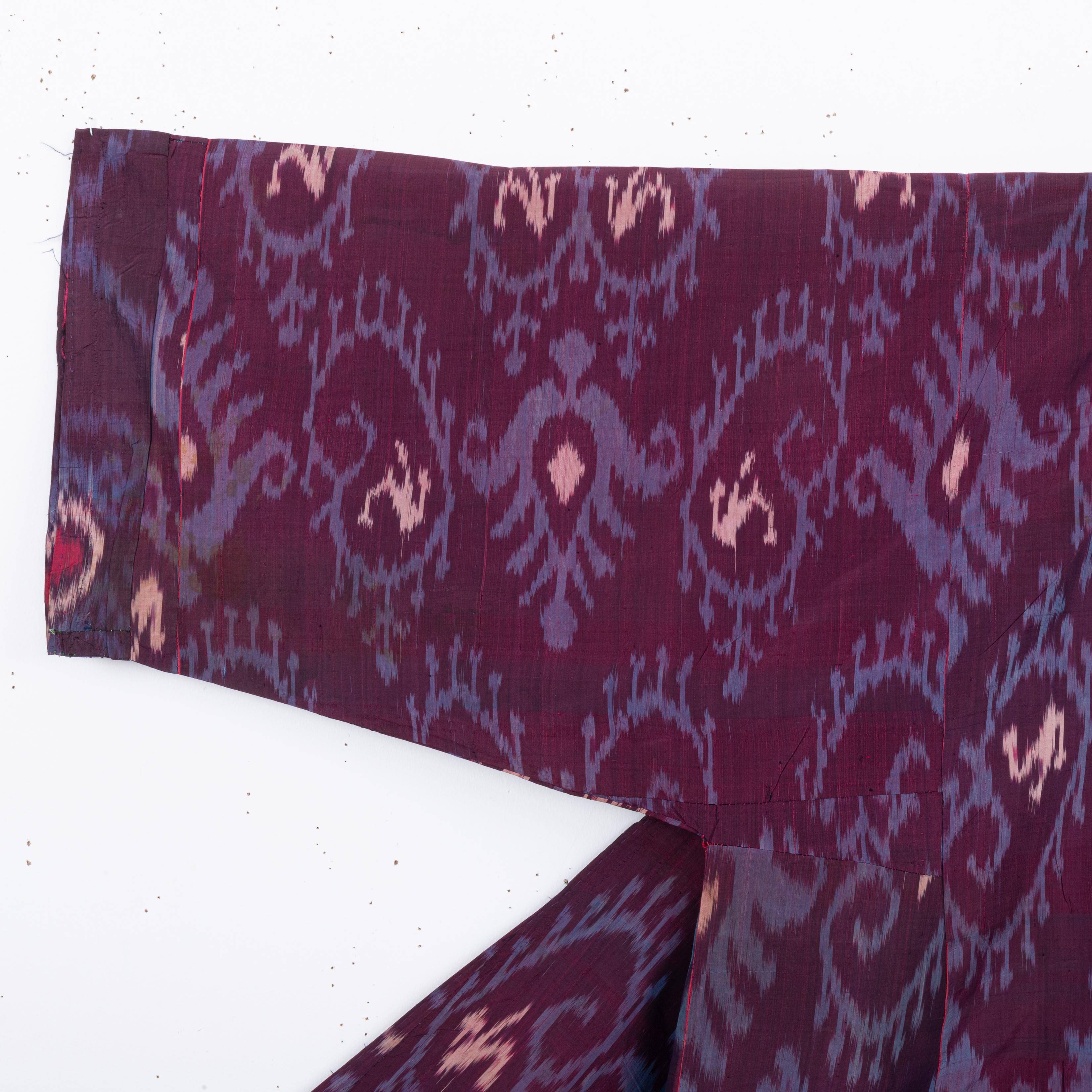 Folk Art Silk Ikat Chapan, Tajikstan, Late 19th Century. For Sale