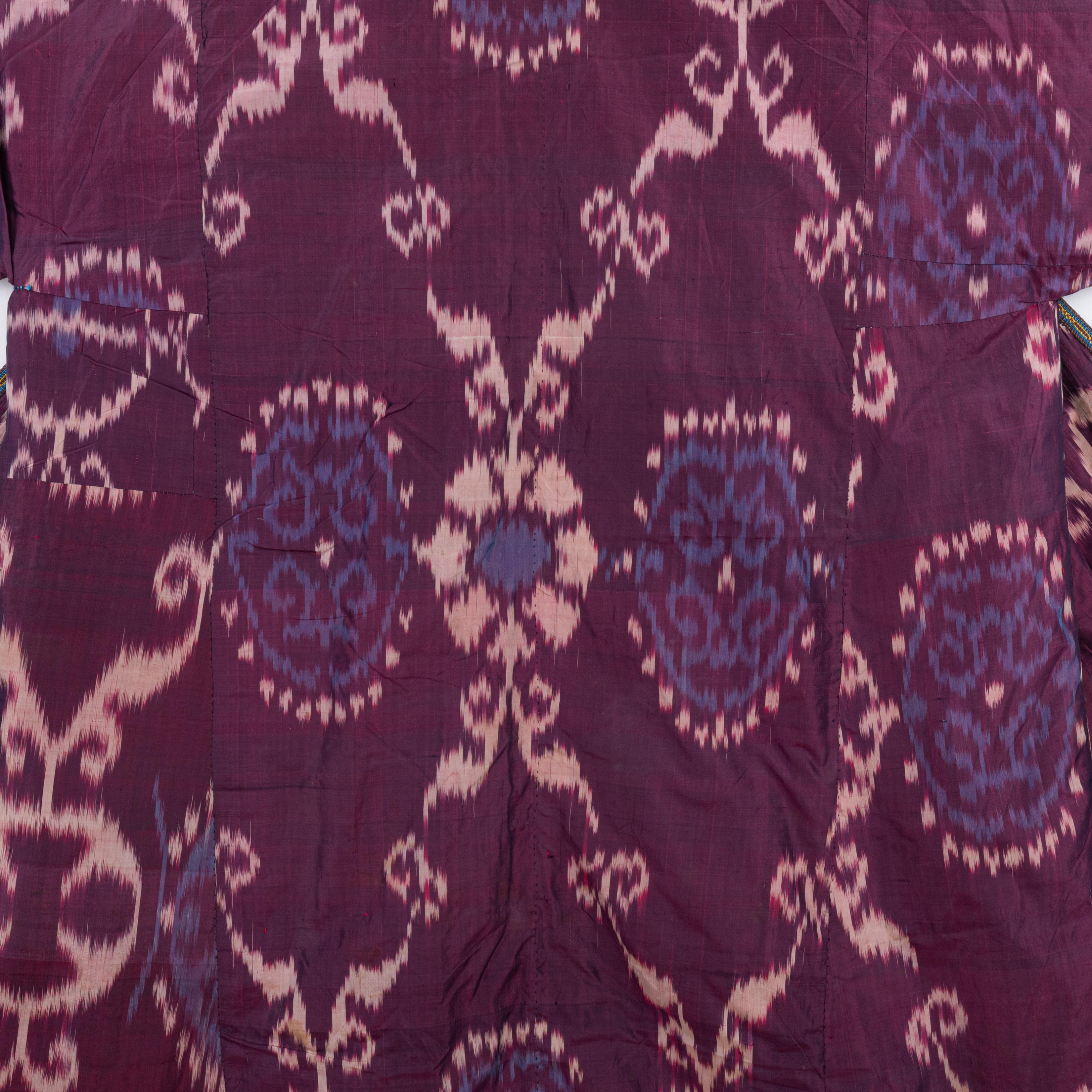 Tajikistani Silk Ikat Chapan, Tajikstan, Late 19th Century. For Sale