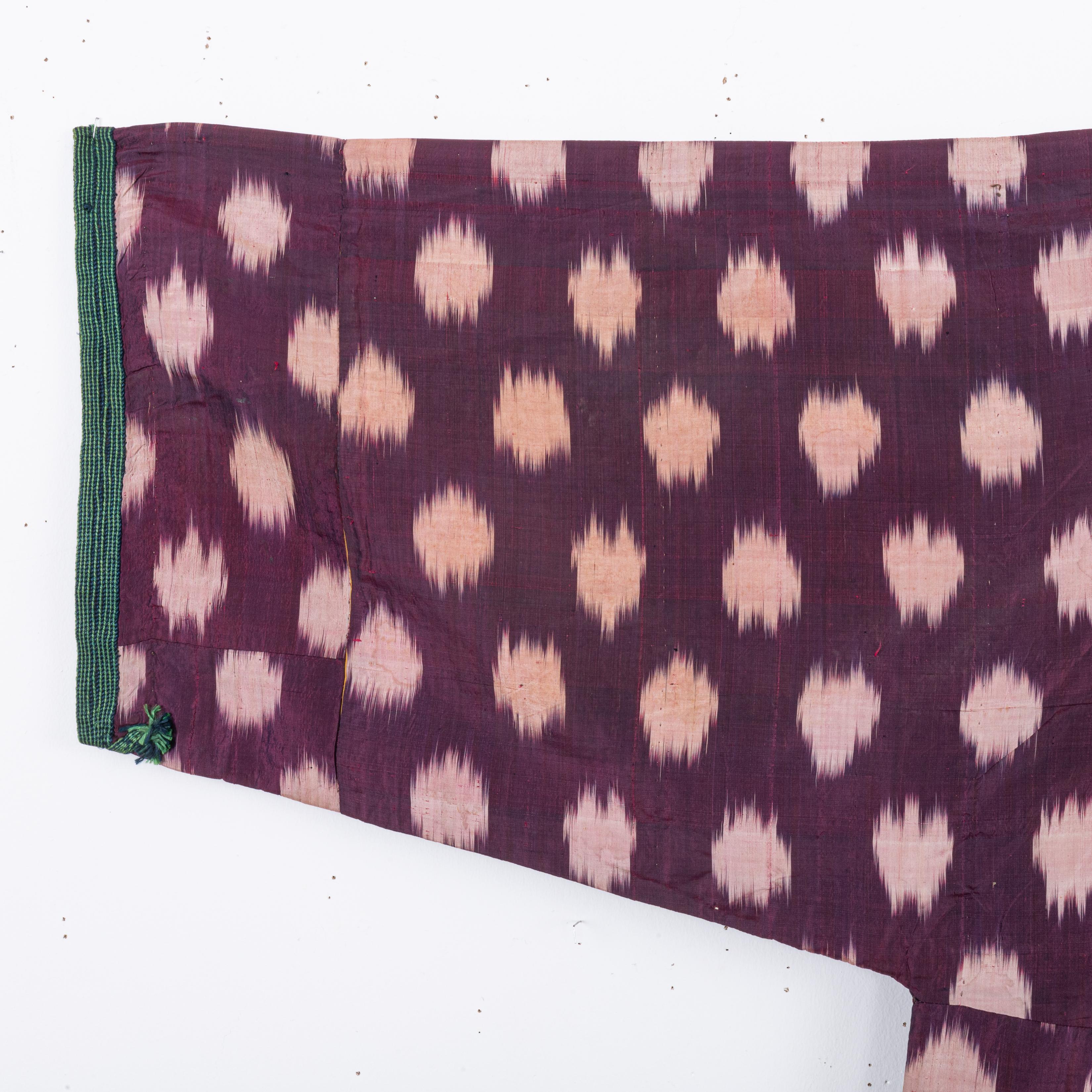 Tajikistani Silk Ikat Chapan, Tajikstan, Late 19th Century. For Sale