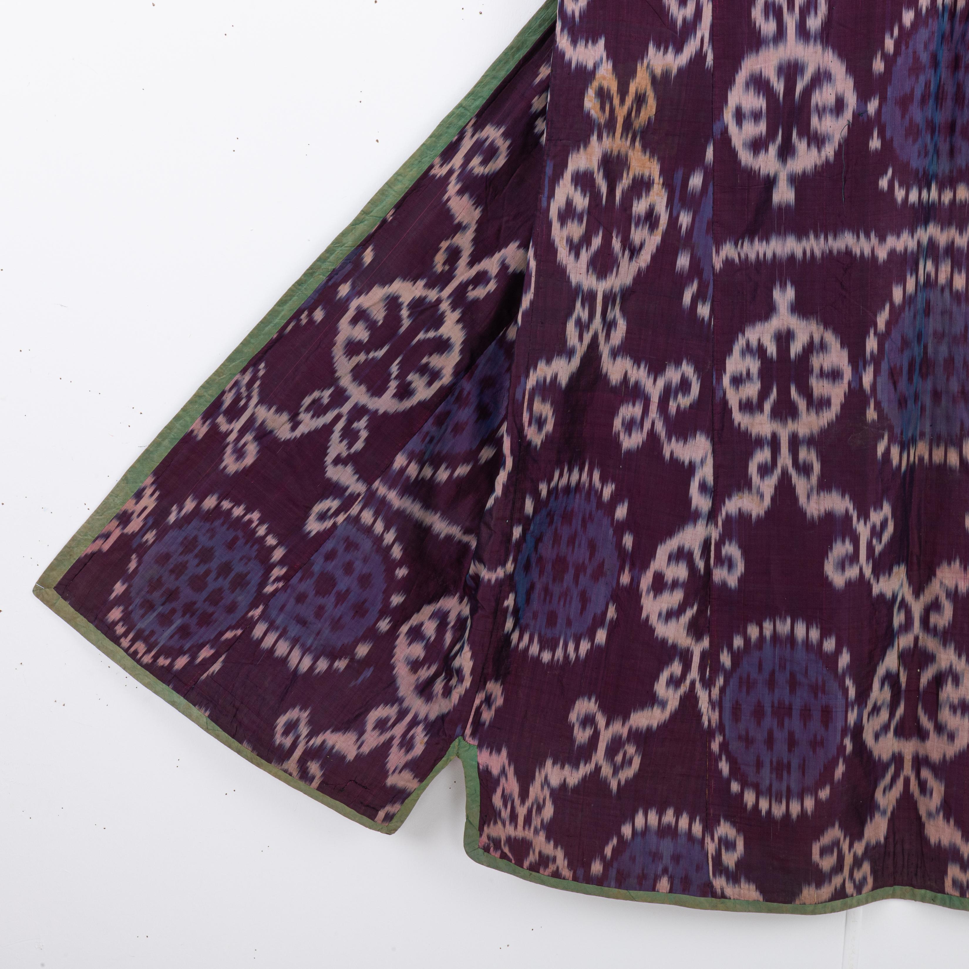 Tajikistani Silk Ikat Chapan, Tajikstan, Late 19th Century. For Sale